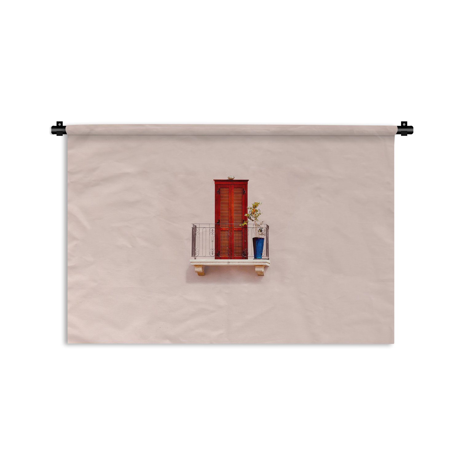 Tür Rot Kleid, - Wohnzimmer, MuchoWow Pastell Wandbehang, Schlafzimmer, für Architektur, - Wanddekoobjekt - Wanddeko Kinderzimmer