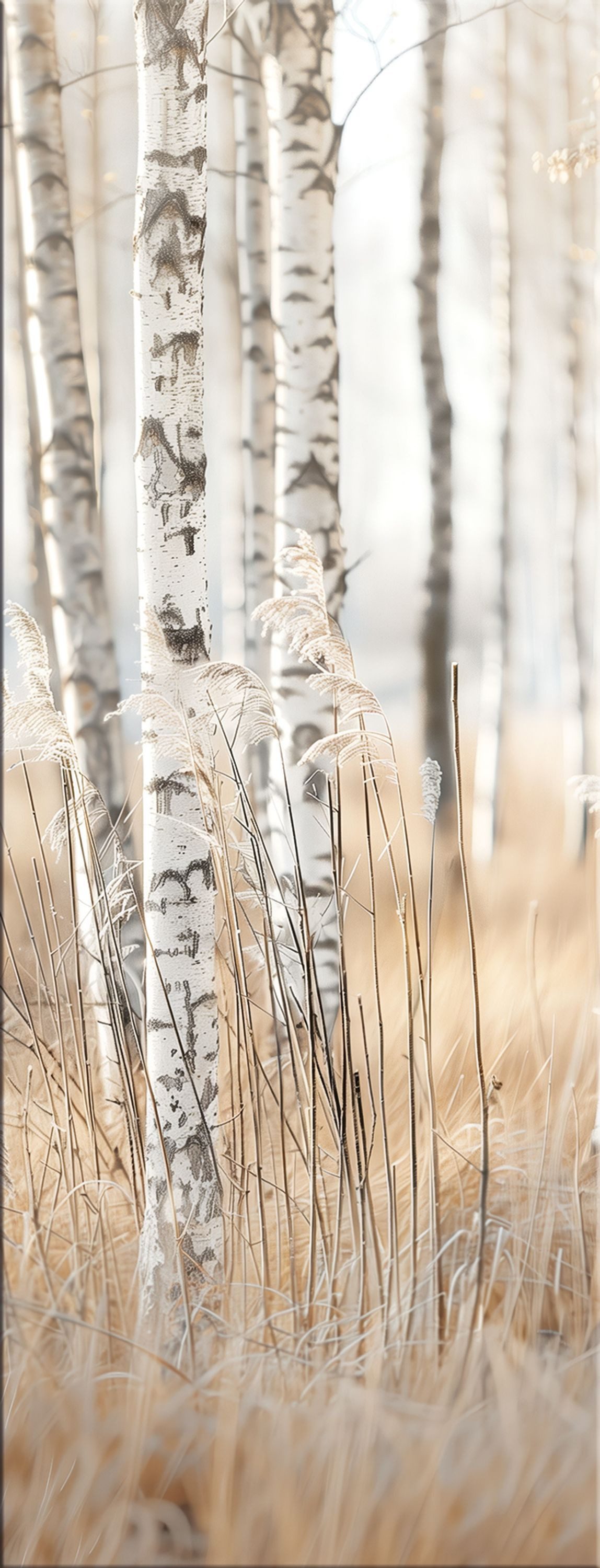 artissimo Glasbild Glasbild 30x80cm Bild aus Glas Naturmotiv Wandbild Hochformat hell, Wald und Bäume: Birkenwald II