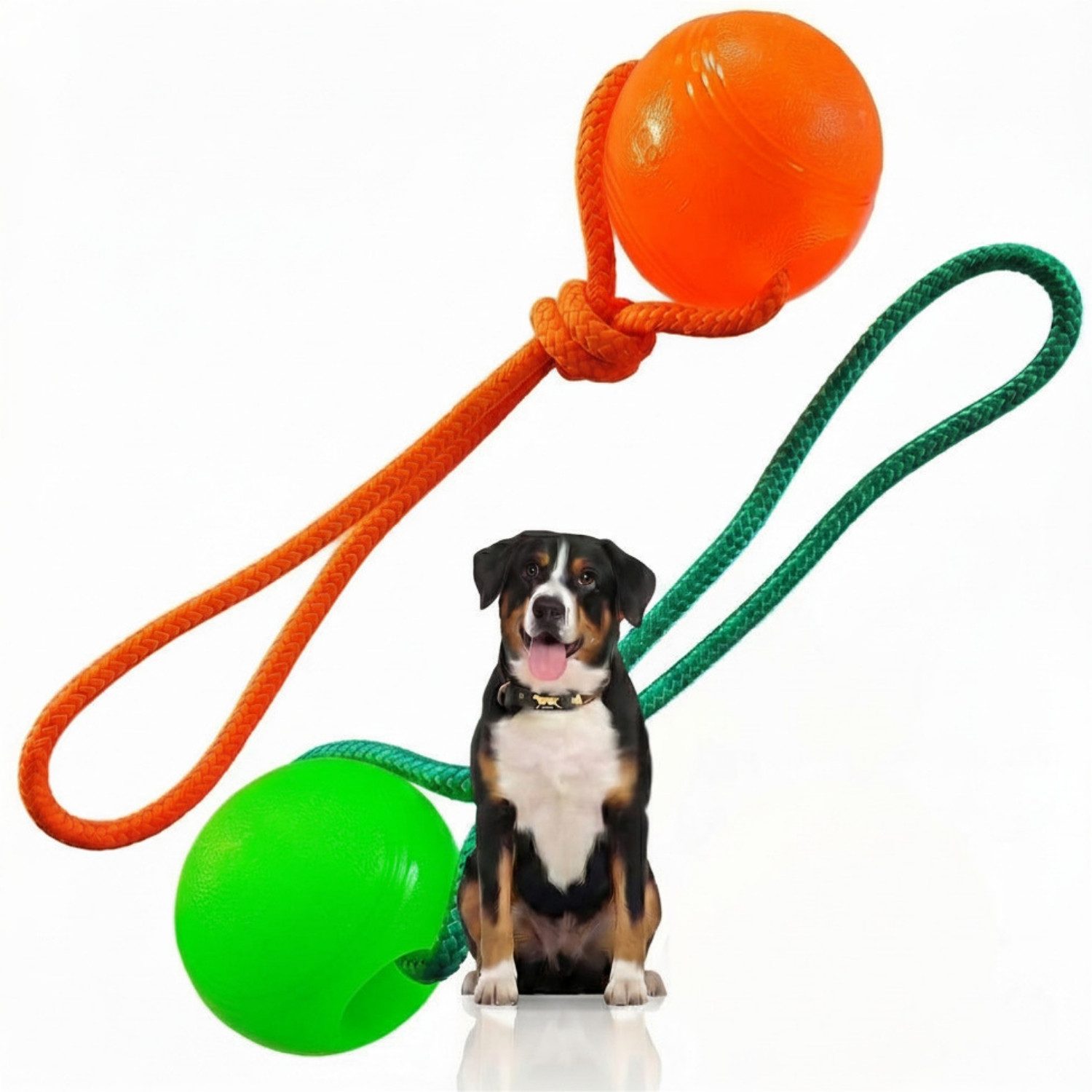 Zahnpflege-Spielzeug Hundespielzeug Ball mit Schnur große Hunde ohne Quietsche zahngesund