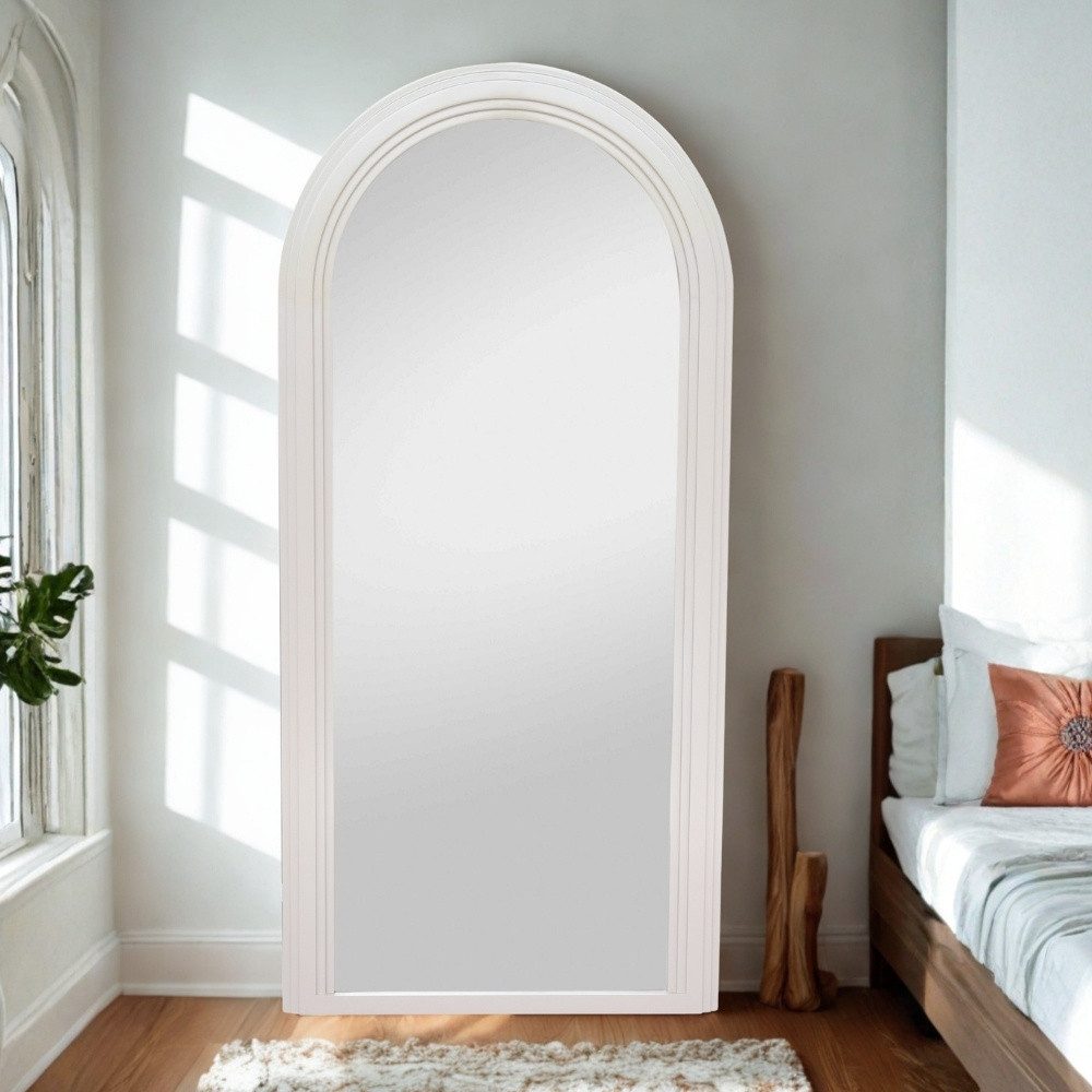 LebensWohnArt Wandspiegel Design Rundbogen Spiegel 180x85cm FORMOSA greige günstig online kaufen