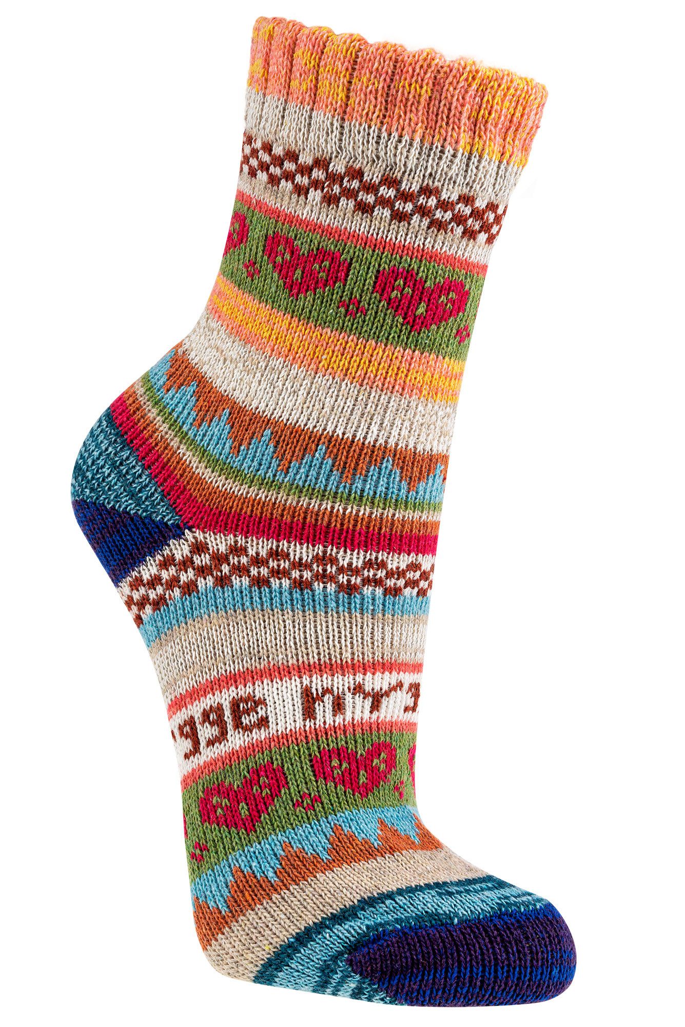FussFreunde Norwegersocken 3 Paar bunte Norweger Socken Hygge Baumwolle mit Anti-Loch-Garantie