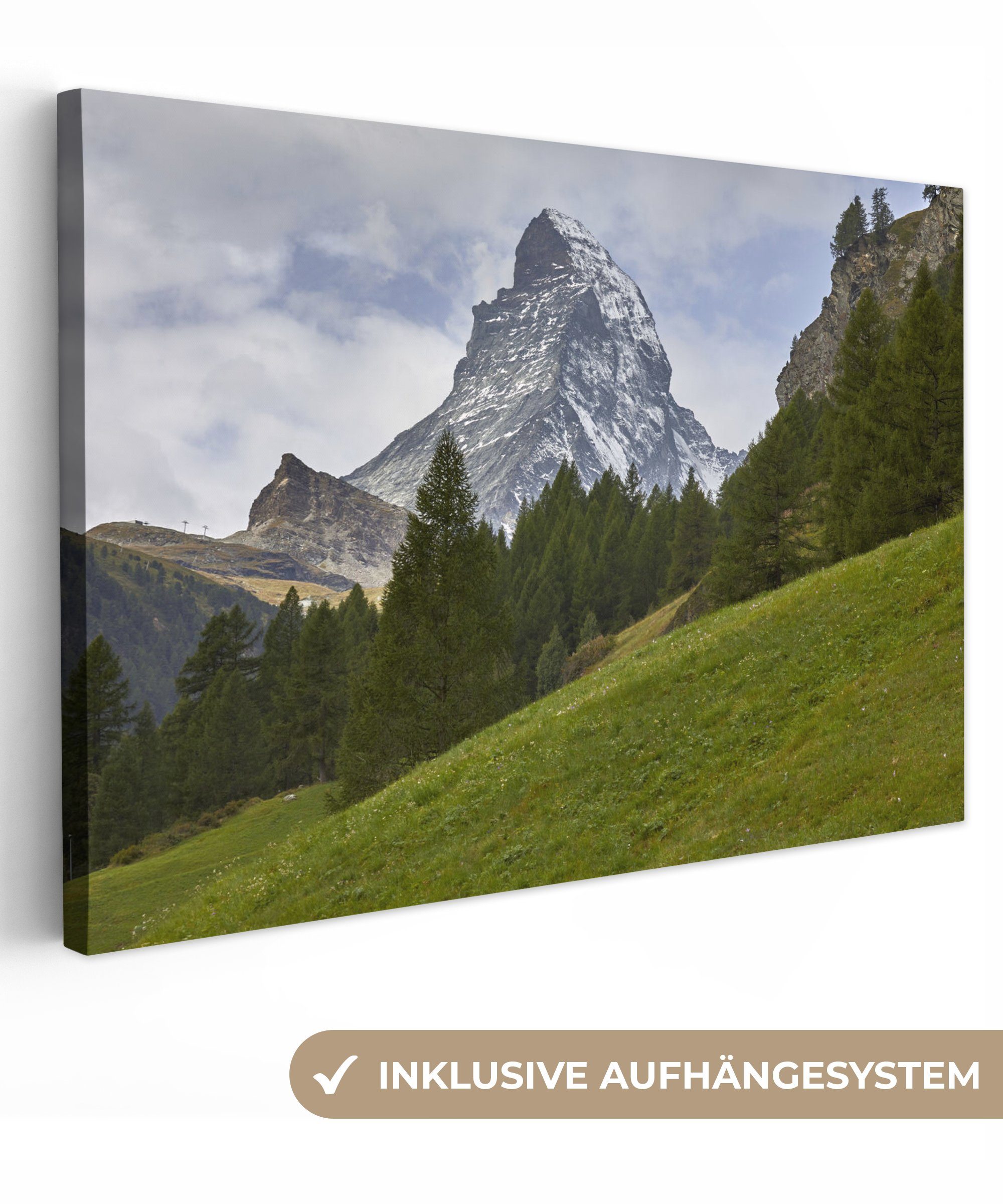 OneMillionCanvasses® Leinwandbild Das Schweizer Matterhorn hinter günstig online kaufen