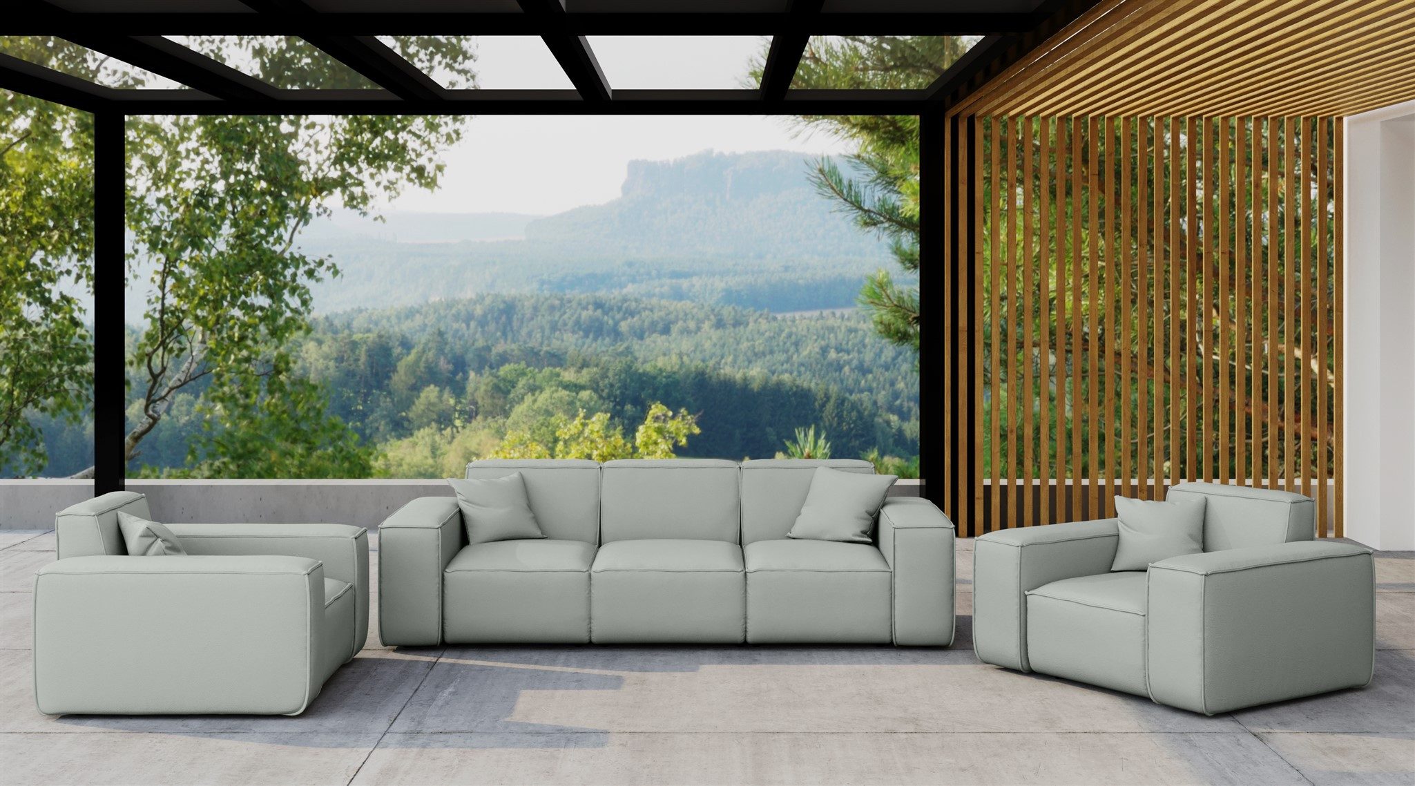 Fun Möbel Loungesofa Gartensofa Sofa 3-Sitzer SUMMER, Pflegeleichter und wetterfester Bezug, inkl. 2 Zierkissen