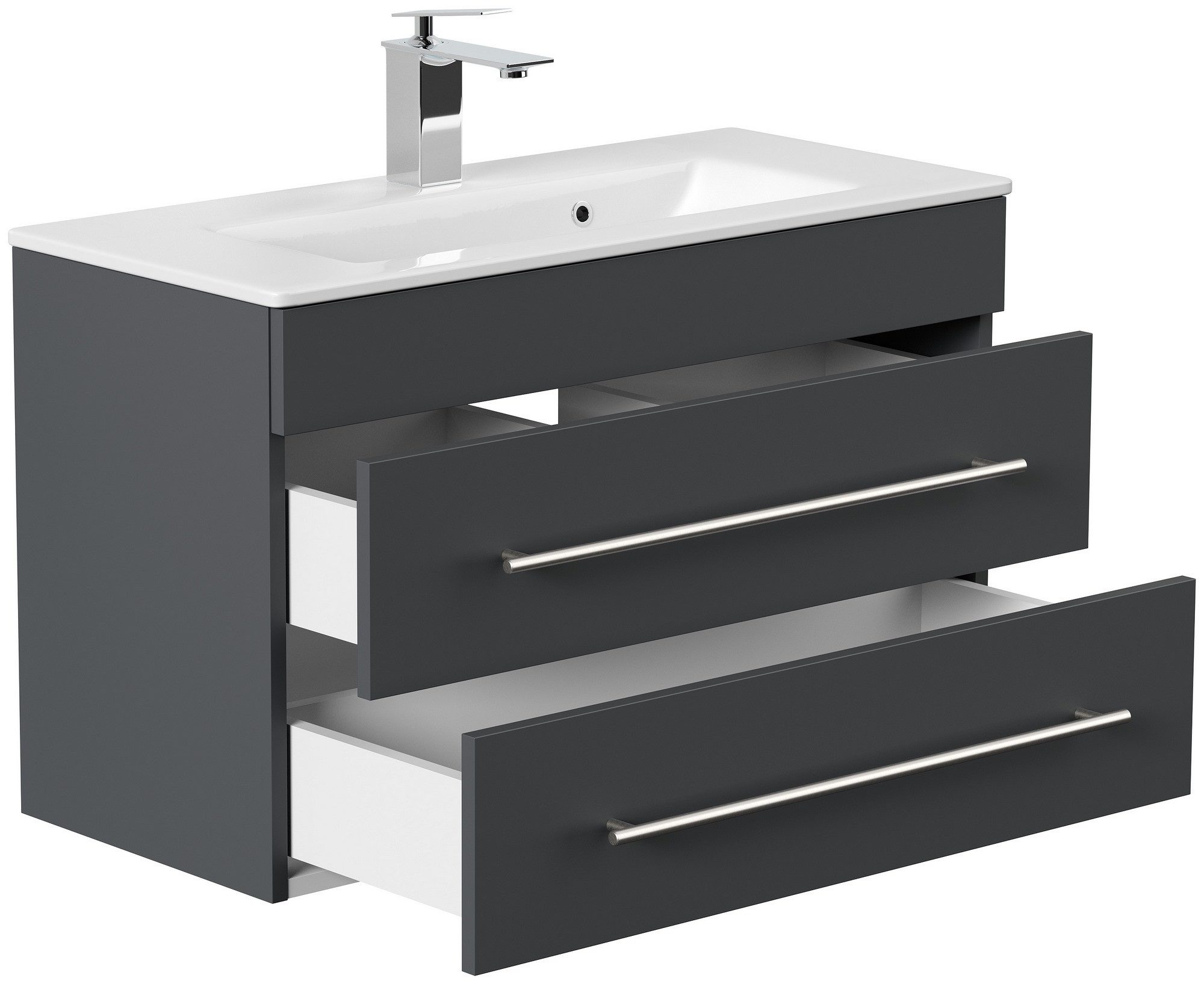 Posseik Badmöbel-Set Badmöbel Waschplatz "Portus 800 SlimLine" 80 cm Grafit günstig online kaufen