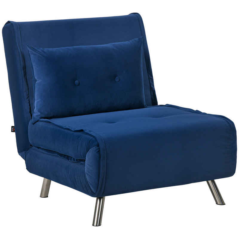 HOMCOM Sessel Schlafsessel, Relaxsessel mit Schlaffunktion, Liegesessel (Klappsessel, 1-St., Bettsessel), für Schlafzimmer, Wohnzimmer, Blau