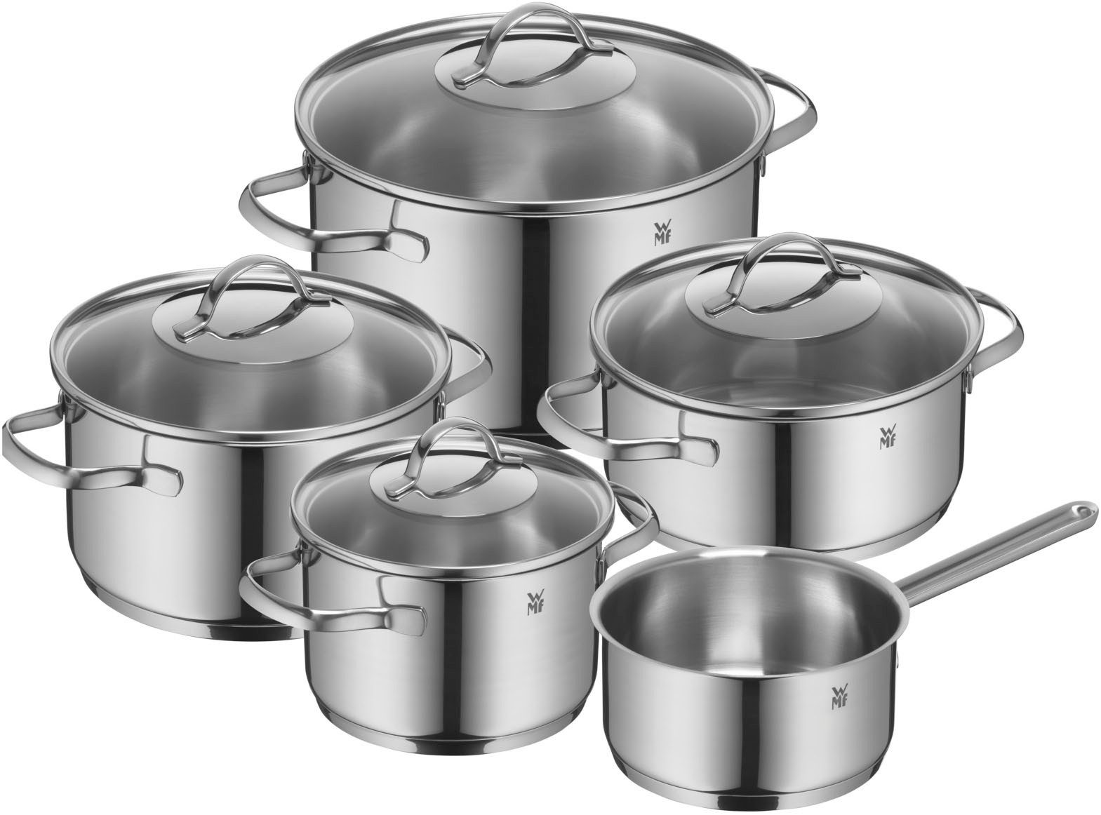 Topf-Set Provence Plus Induktion, Kochtopf Set unbeschichtet mit Glasdeckel