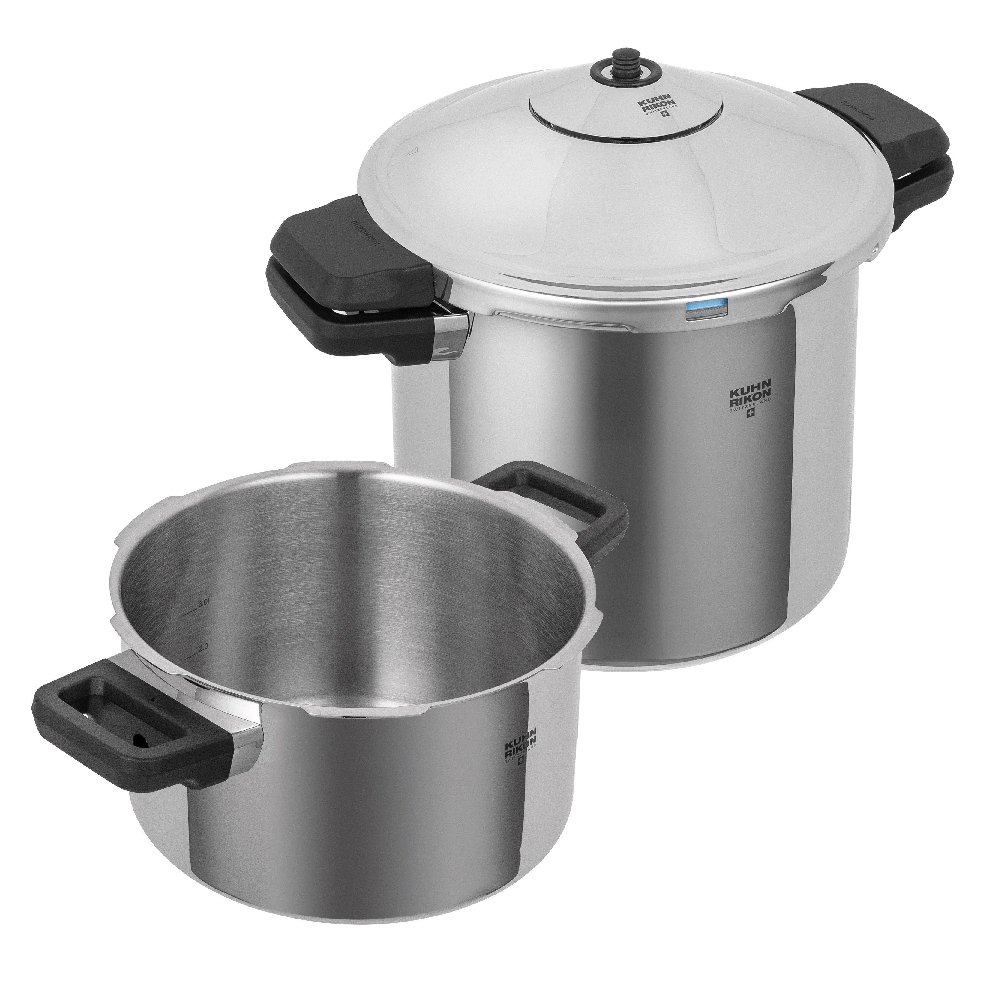 KUHN RIKON Schnellkochtopf KUHN RIKON Duromatic Inox Schnellkochtopf Set 8 & 4L/Ø 24 cm