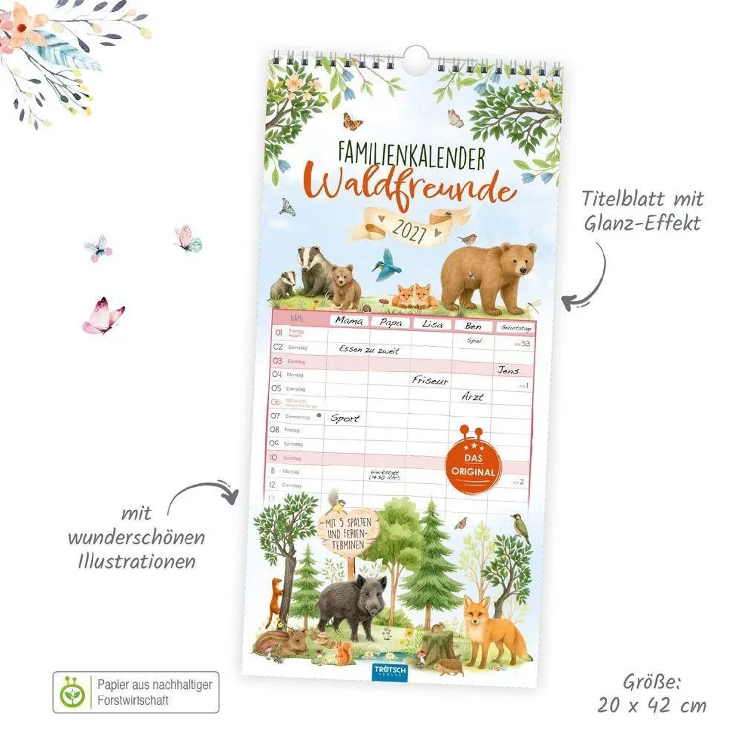 Trötsch Verlag Wandkalender TRÖTSCH - Familienkalender Waldfreunde 2027