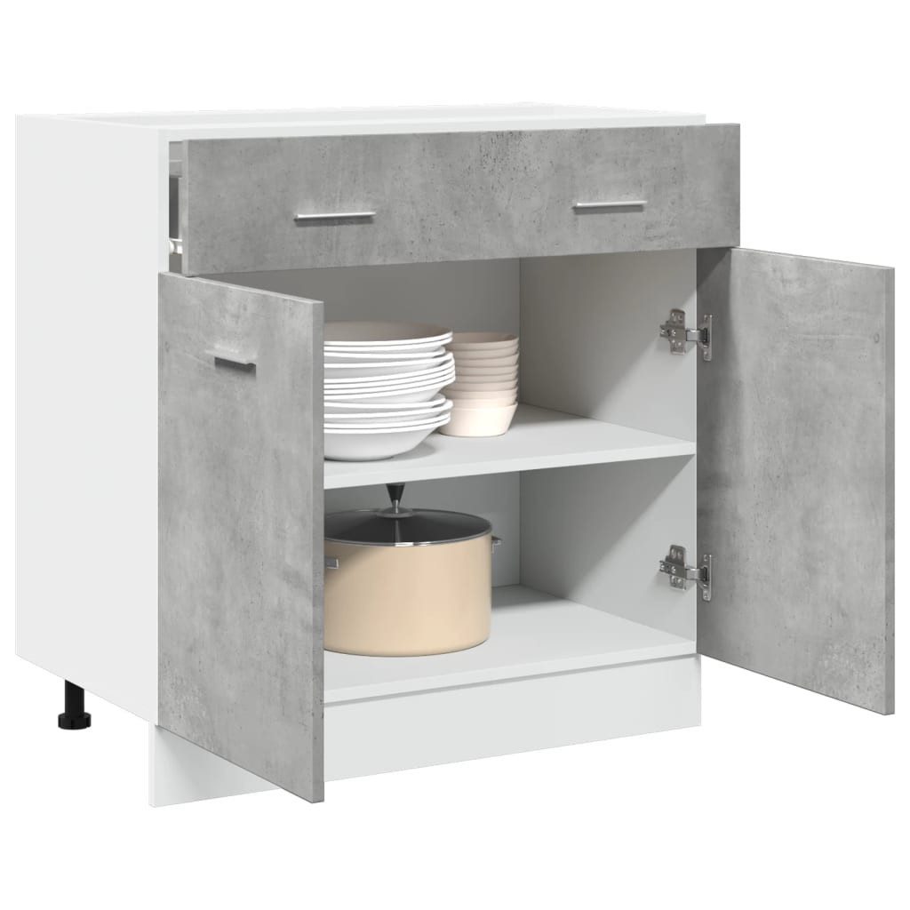 vidaXL Unterschrank Schubunterschrank Küchenschrank Betongrau 80x46x81,5 günstig online kaufen