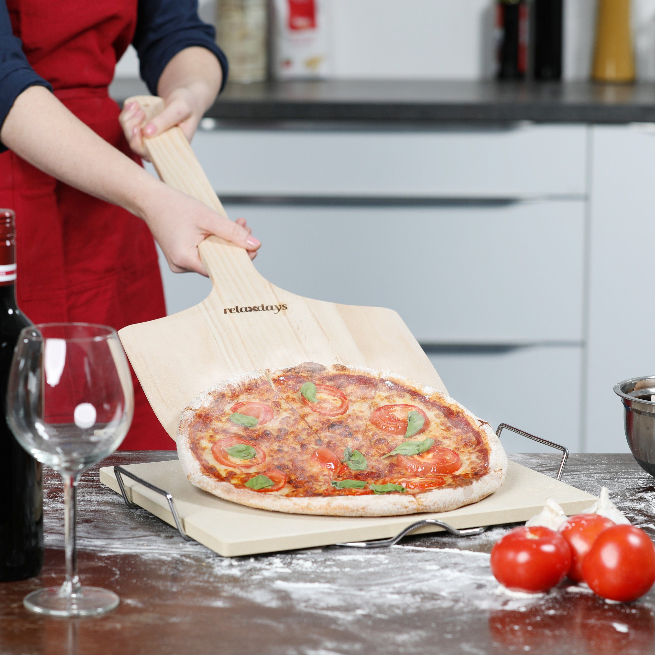 relaxdays Pizzaschieber Holz XXL