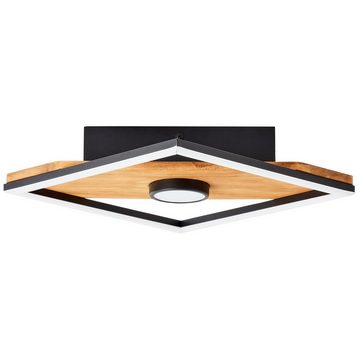Brilliant Deckenleuchte Woodbridge, Woodbridge LED Deckenleuchte 25x25cm holz/schwarz, Holz/Metall/Kunstst