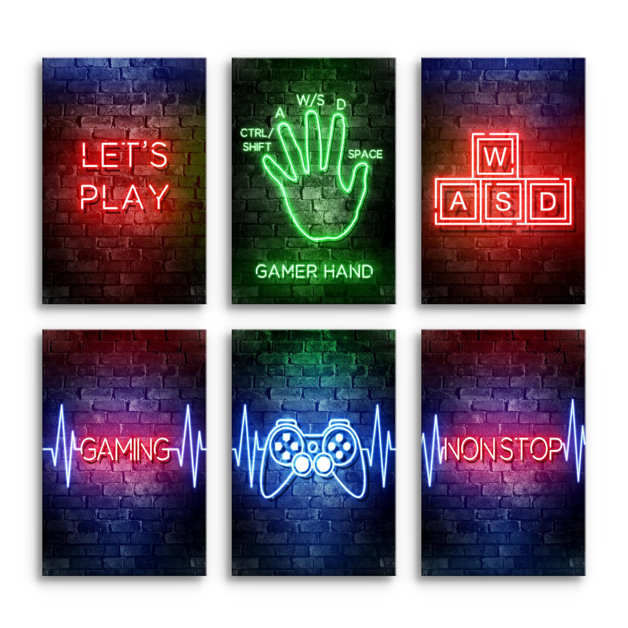 Novart Wandbild Gamer Spielkonsole Gaming 6 Bilder Set - 20x30 cm günstig online kaufen