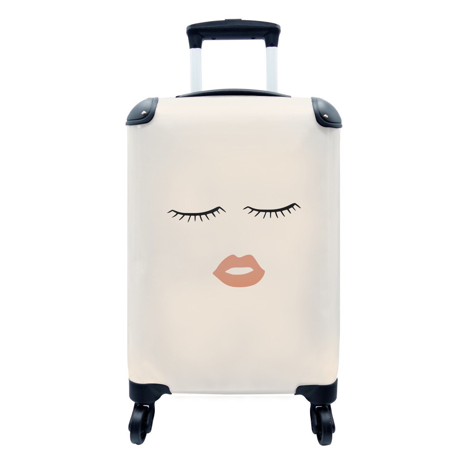 MuchoWow Handgepäckkoffer Pastell - Gesicht - Lippen, 4 Rollen, Reisetasche mit rollen, Handgepäck für Ferien, Trolley, Reisekoffer