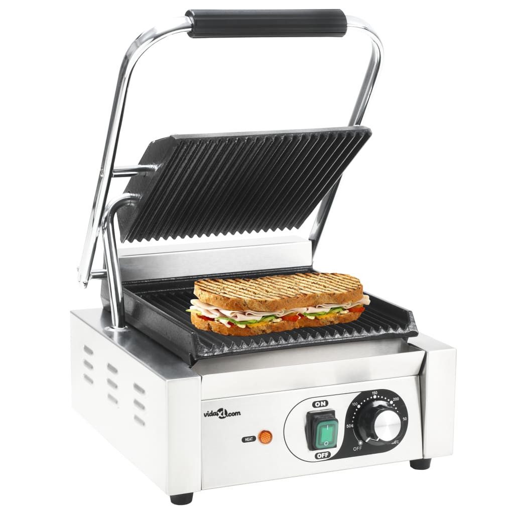 vidaXL Kontaktgrill Kontaktgrill Gerillter Panini-Grill Edelstahl 1800 W 32x41x19 cm