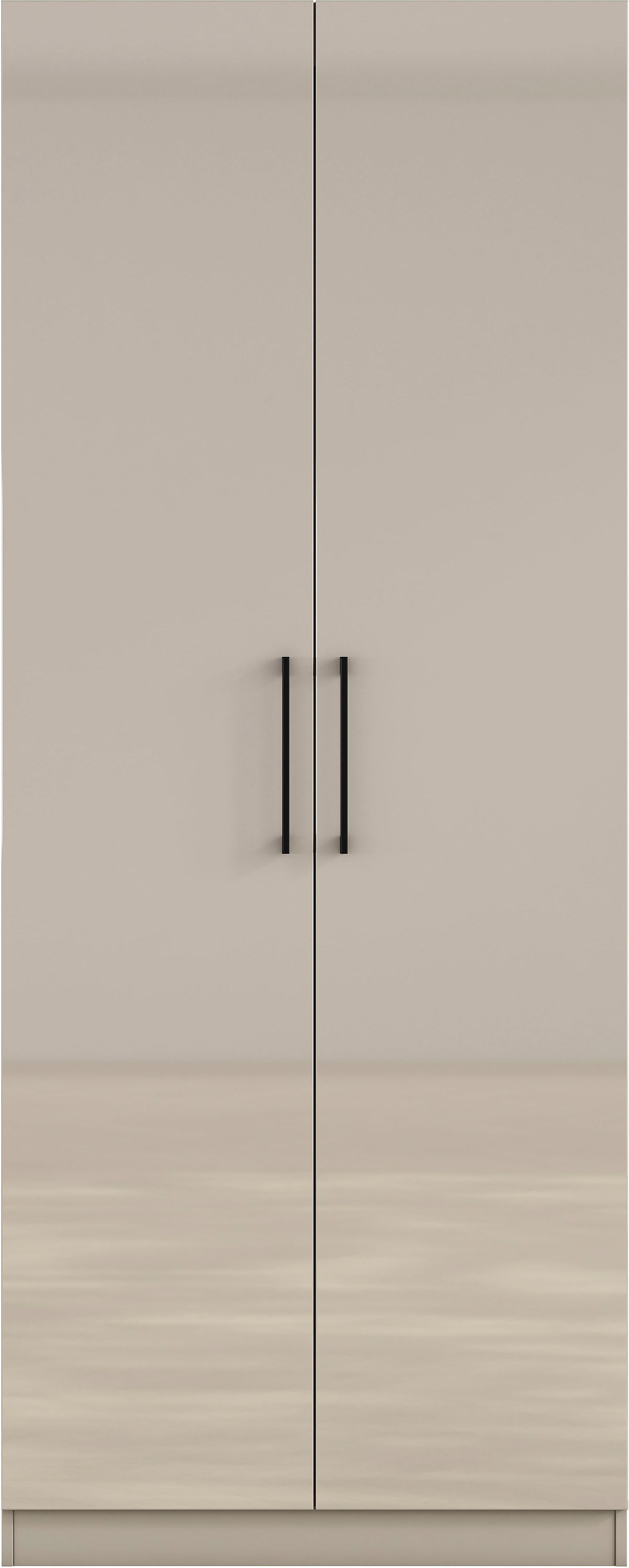OTTO home Kleiderschrank Sylt Schlafzimmerschrank Garderobe Schrank hochglanz (hochwertige Metall Griffe in schwarz) Drehtürenschrank mit perfekter Innenausstattung, Breite 80cm