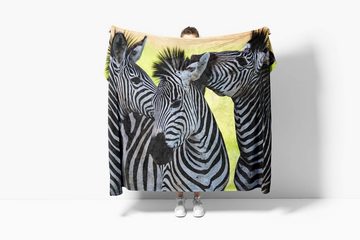 Sinus Art Handtücher Handtuch Strandhandtuch Saunatuch Kuscheldecke mit Tiermotiv Zebras Afrika Sonn, Baumwolle-Polyester-Mix (1-St), Handtuch