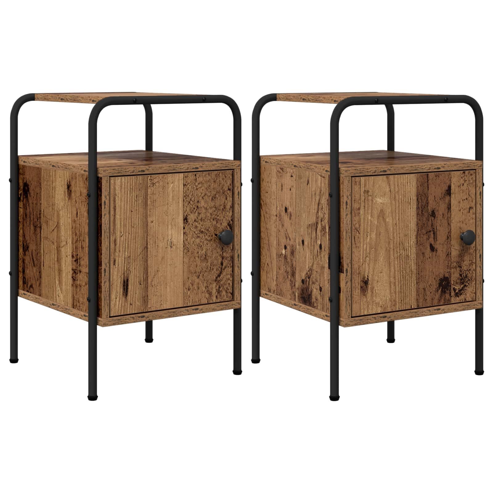 vidaXL Nachttisch Nachttisch 2 Stk. Altholz 35 x 36,5 x 56 cm Holzwerkstoff (2-St)