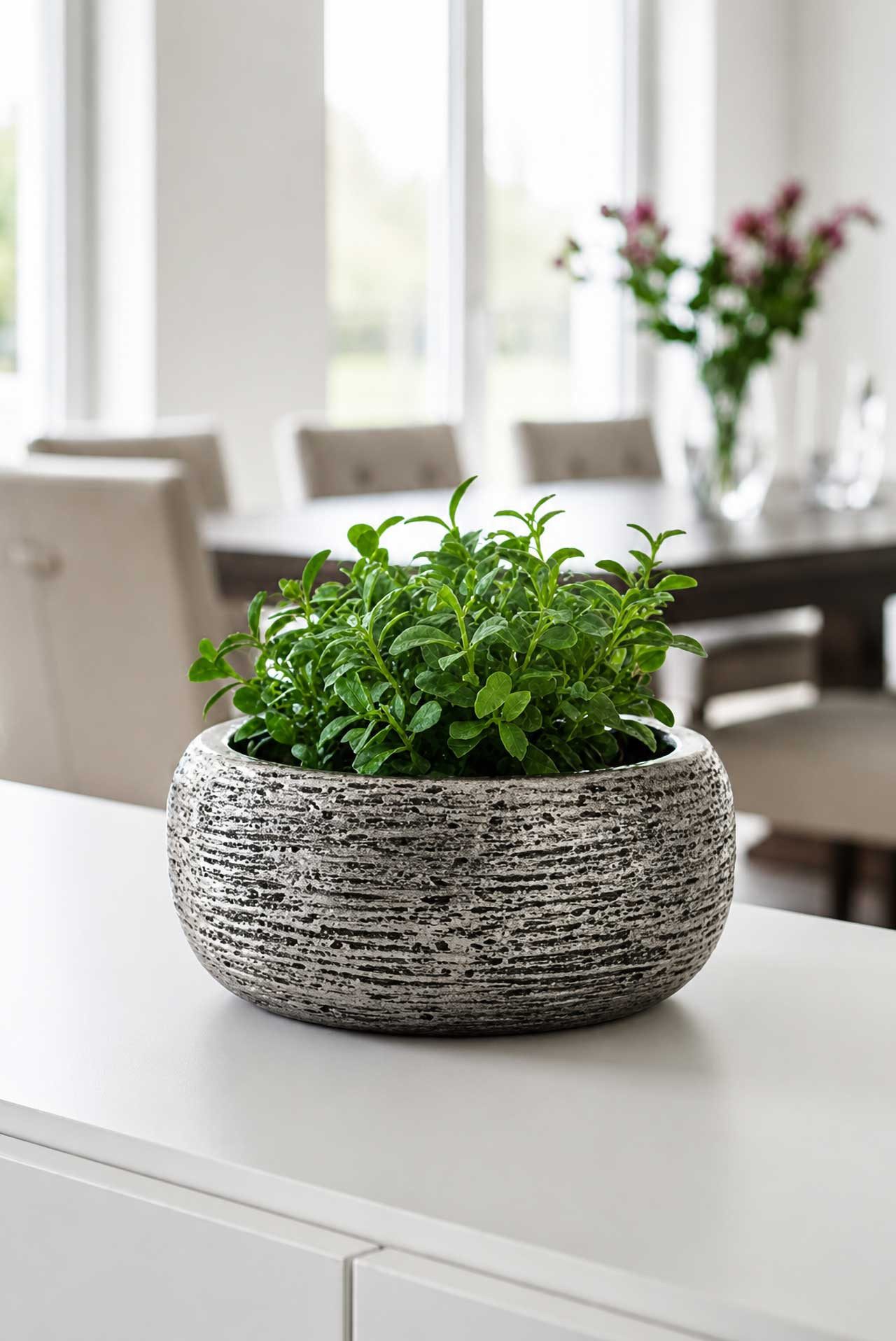 VIVANNO Blumentopf Fiberglas POTTA Rund - Titanonyx Mit Muster (1 St), 31x13 cm