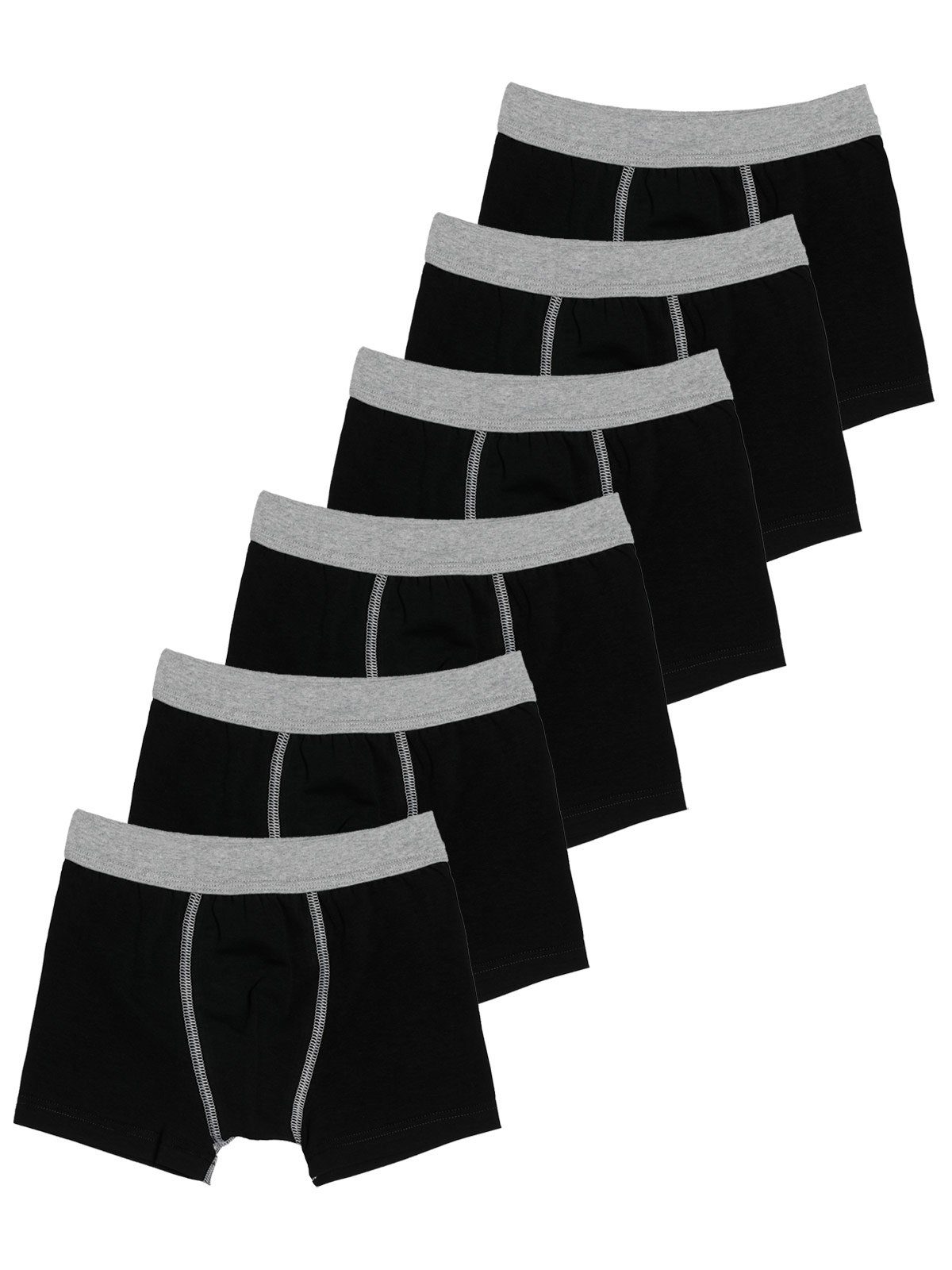 Sweety for Kids Beinausschnitt 6er Single Jersey schwarz Shorts gerader (Spar-Set, Knaben 6-St) Sparpack Boxershorts