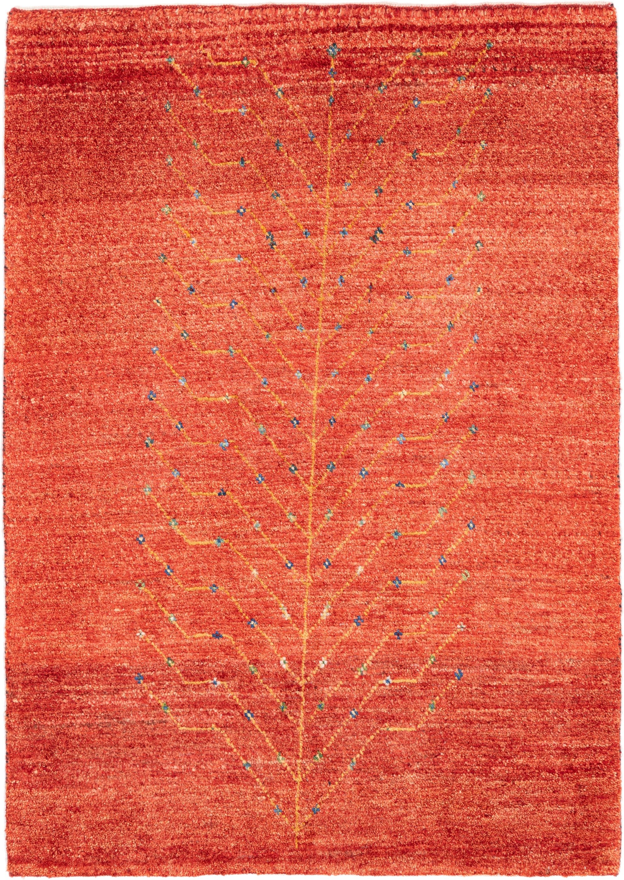 CABBEL Wollteppich Premium Perser Gabbeh Teppich Rot 77x110 cm, Rechteckig, Höhe: 20 mm, Handgeknüpftes Unikat aus 100% Wolle – langlebig und natürlich