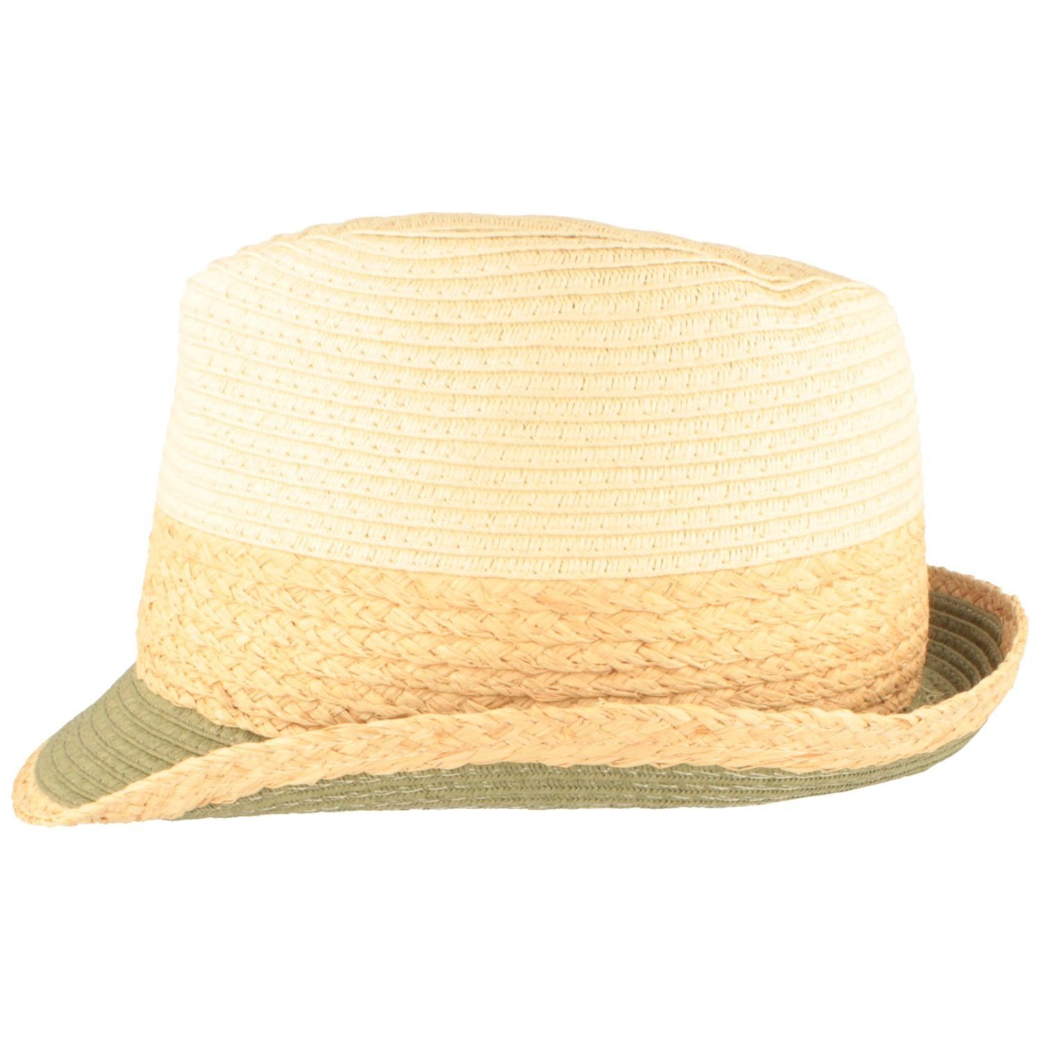 Trilby Knautschbarer beige-grün mehrfarbiger Breiter Strohhut