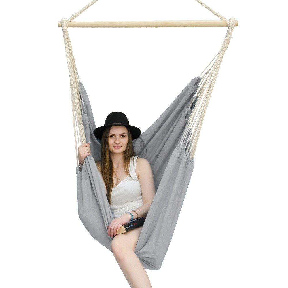 eyepower Hängestuhl XXL Hängesessel Hängestuhl Baumwolle Hängesitz, 185 x 130 x 155 cm