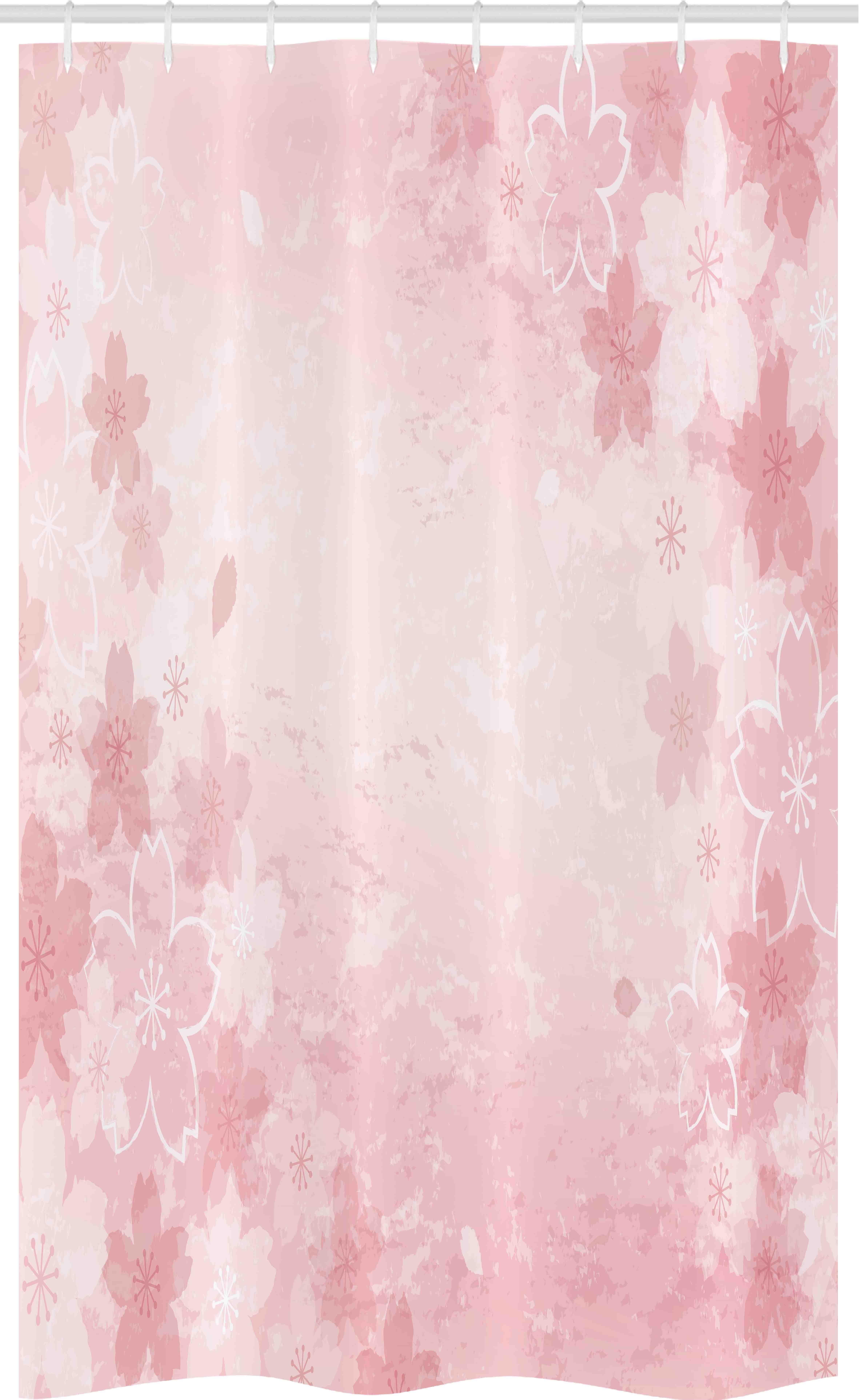 Abakuhaus Duschvorhang Badezimmer Deko Set aus Stoff mit Haken Breite 120 cm, Höhe 180 cm, Rosa Kirschblüten-Blumenkunst