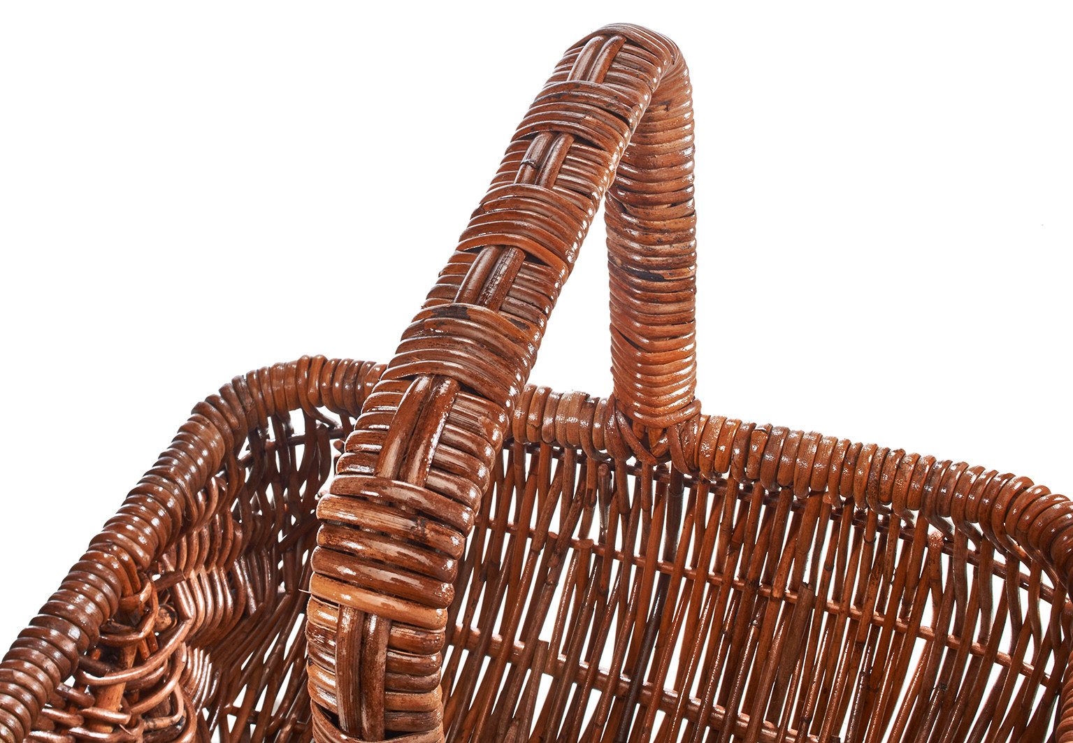 Kobolo Einkaufskorb Korb EDA mit Henkel aus Rattan in lacak, Korb mit Henkel