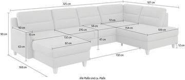 sit&more Wohnlandschaft Farö U-Form, inklusive Federkern, wahlweise mit Bettfunktion und Bettkasten