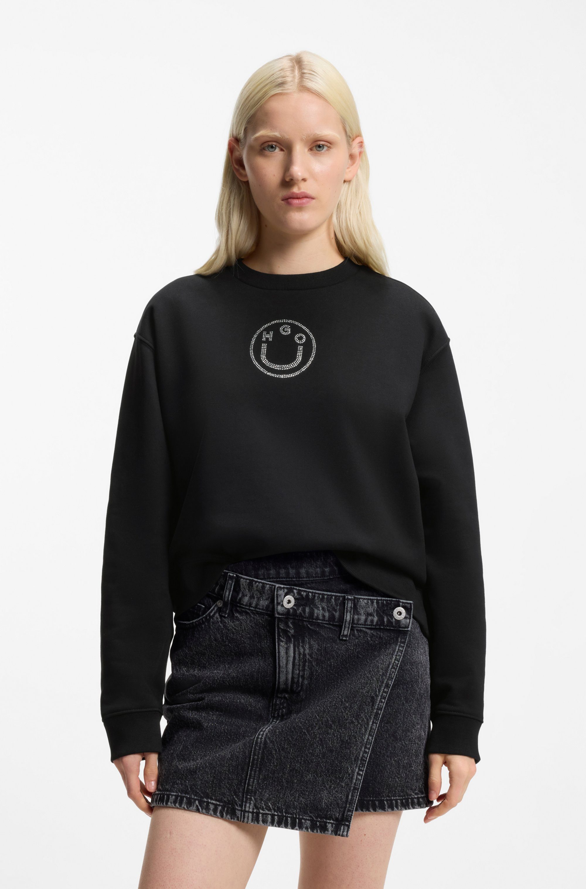 HUGO Blue Sweatshirt Classic Crew Relaxed Fit, mit Strass-Steinen günstig online kaufen