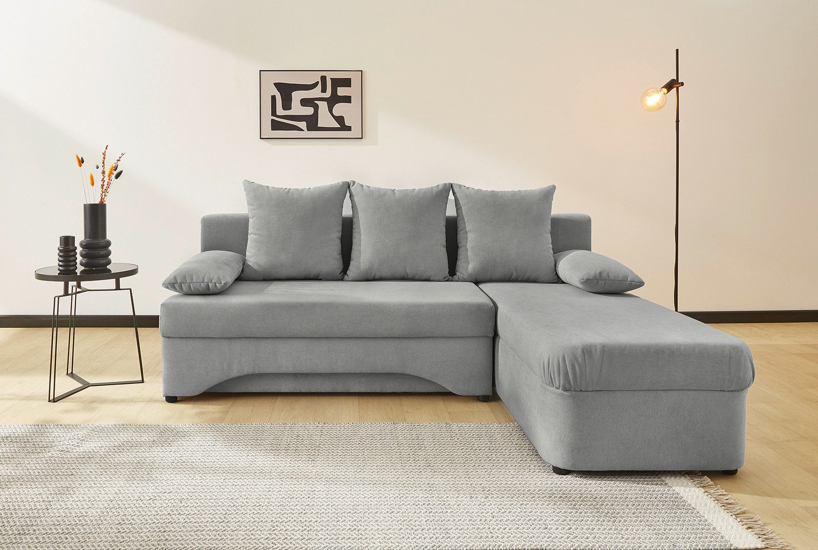 Jockenhöfer Gruppe Ecksofa L-Form, B: 191 cm, auch in Cord, Platzsparendes Schlafsofa & Eckcouch mit Bettkasten & Schlaffunktion