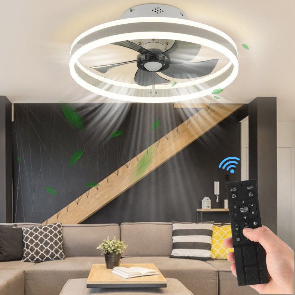 LETGOSPT Deckenventilator LED Deckenlampe mit Fan, günstig online kaufen