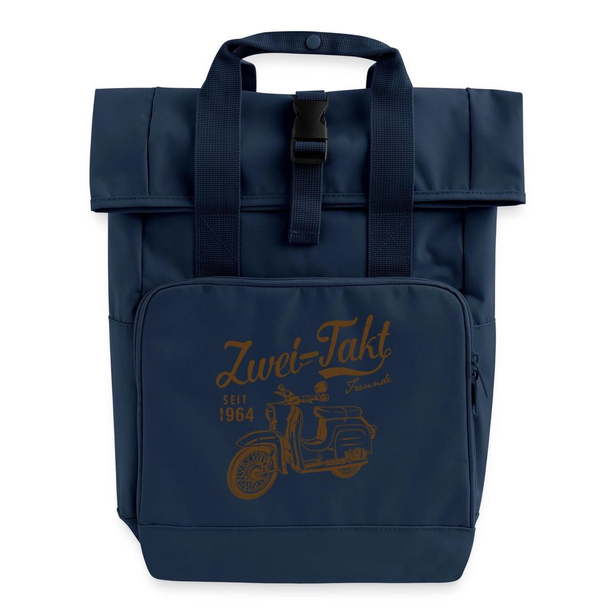 Spreadshirt Rucksack Zwei-Takt Freunde Vintage Motorrad Rolltop Rucksack mit 2 Griffen (1-tlg)