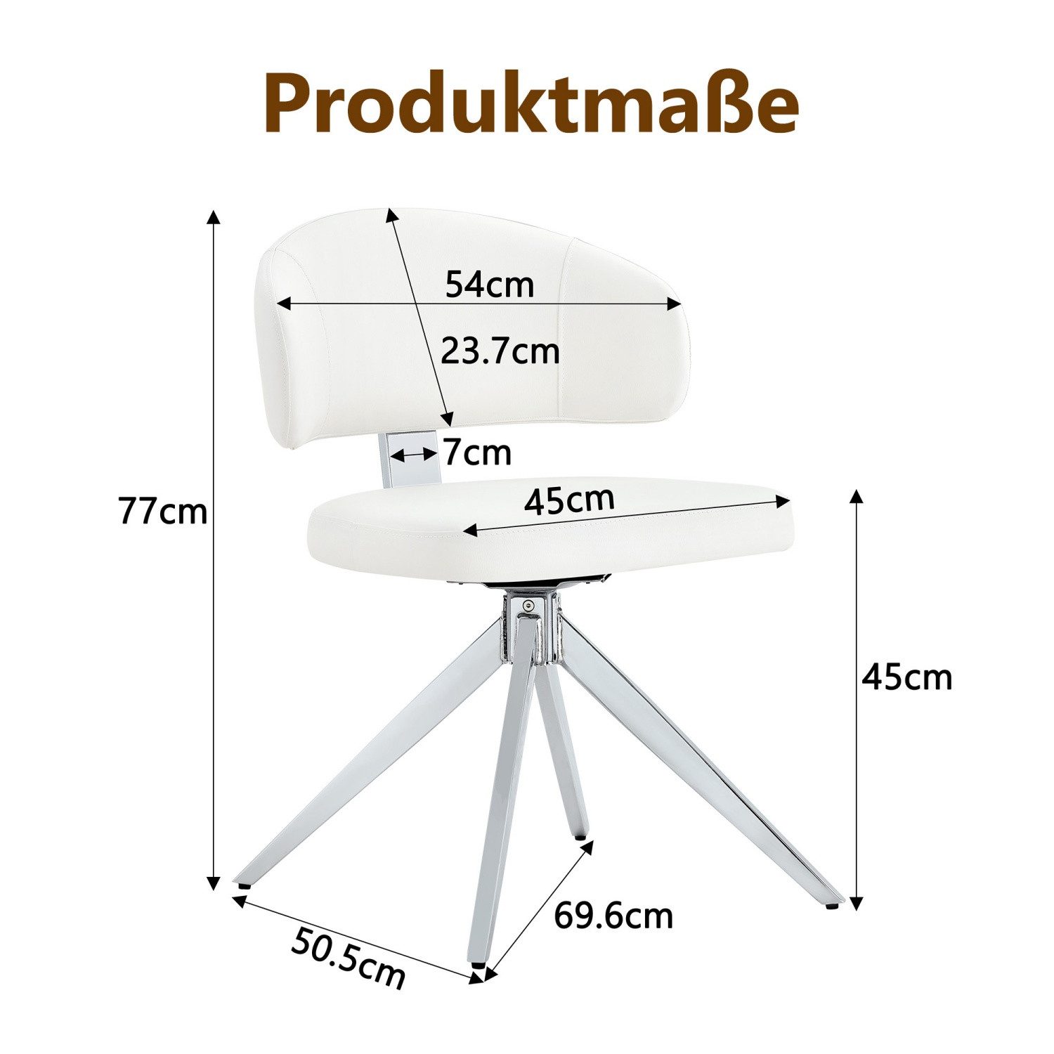 ANYSUN Esszimmerstuhl 2er Set Moderne Esszimmerstühle mit geschwungener Rückenlehne, (360° Drehbare Esszimmerstühle, gepolsterte Akzentstühle aus Kunstleder mit – Bild 3 von 5