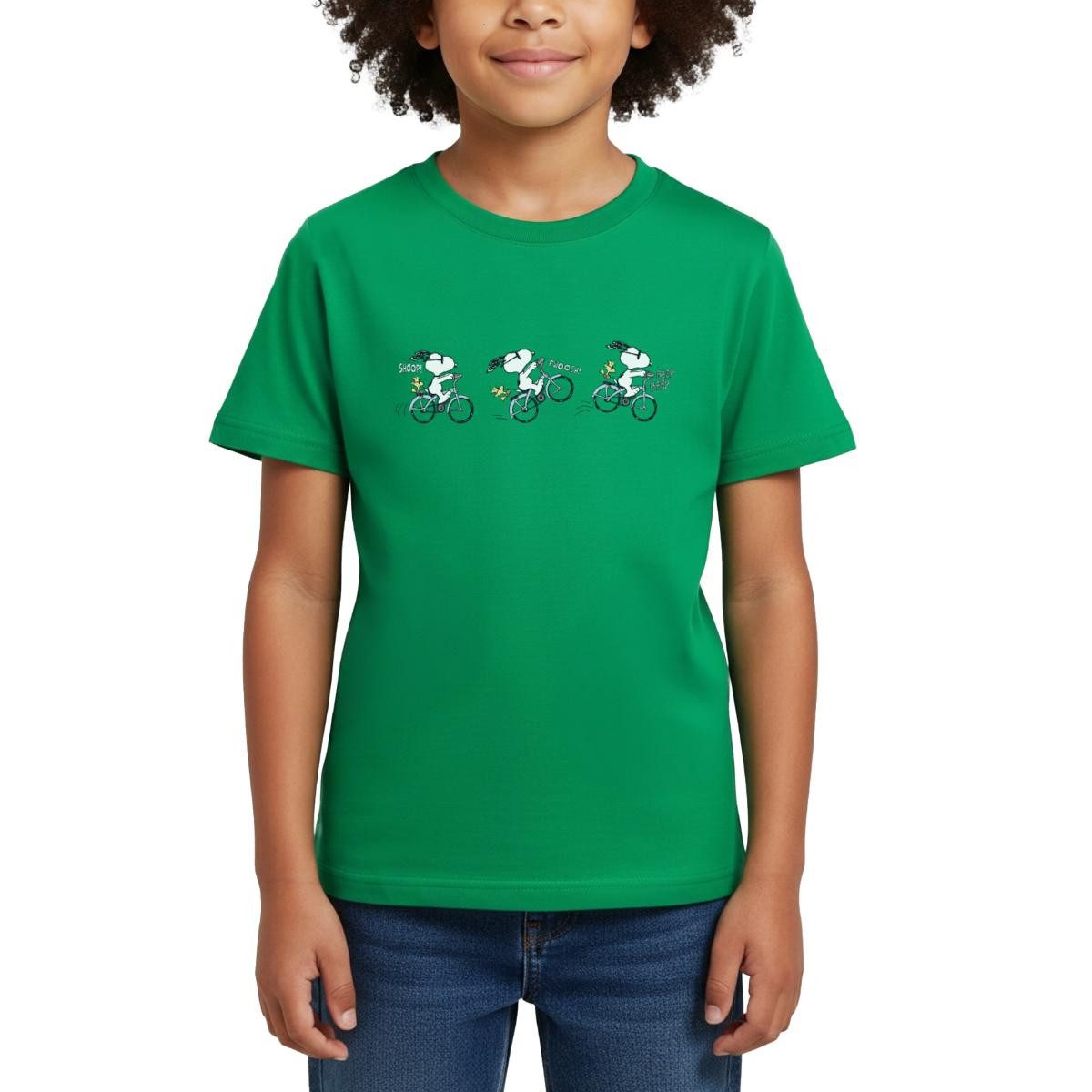 Spreadshirt T-Shirt Peanuts Snoopy Auf Fahrrad Kinder T-Shirt (1-tlg)