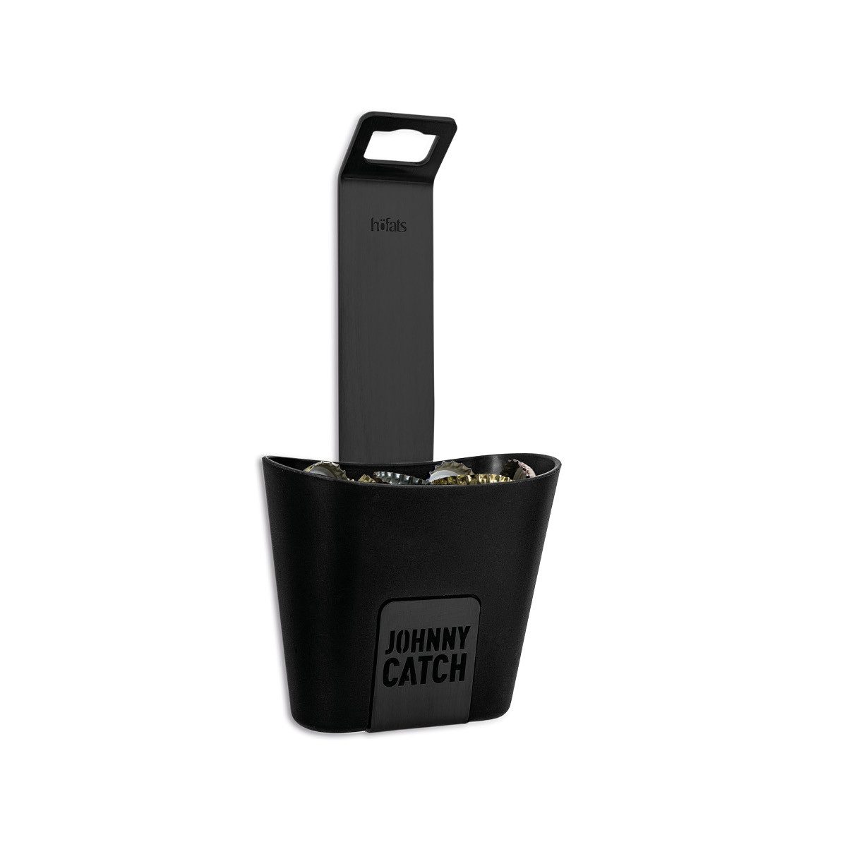 höfats Flaschenöffner JOHNNY CATCH Cup (fängt bis zu 60 Kronkorken, Bieröffner, Kapselheber, Wandflaschenöffner mit schraubenloser Montage)