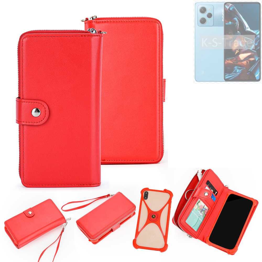 K-S-Trade Handyhülle für POCO X5 Pro 5G, 2in1 Schutzhülle Portemonnee Handyhülle mit Bumper Hülle Case