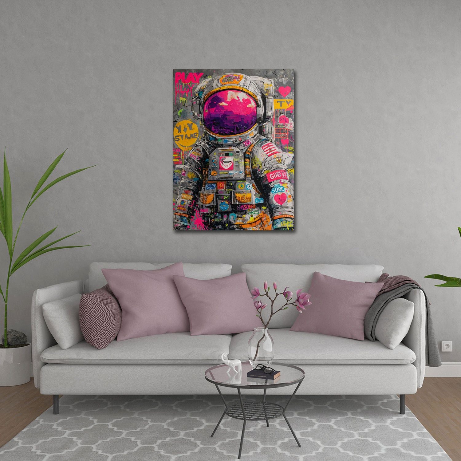 Artedinoi Leinwandbild Astronaut Pop Art Weltraum Leinwandbild Wandbild Kunstdruck XL Wanddek, Astronaut im Weltraum
