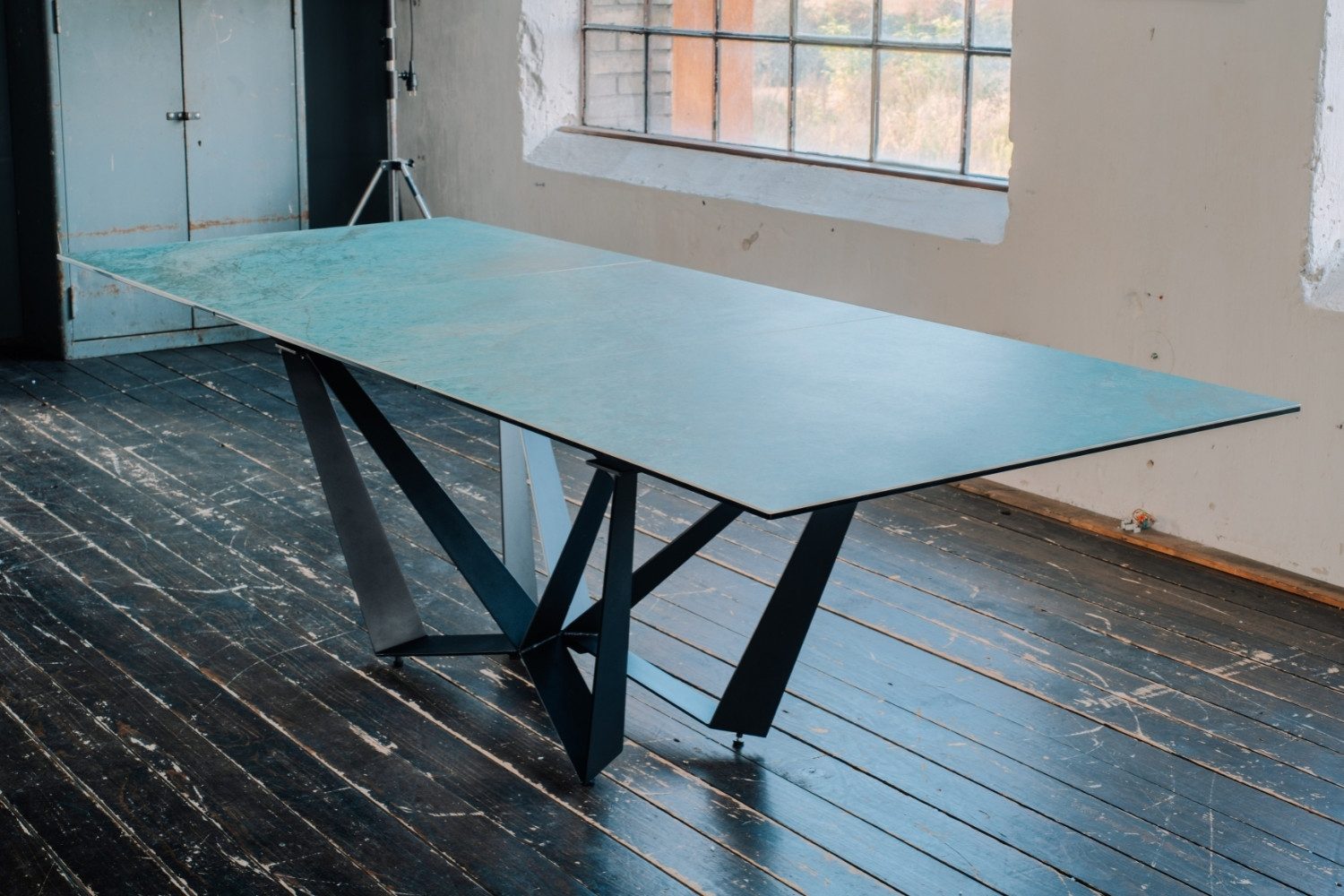 KAWOLA Esstisch ODAR, Ausziehtisch Mittelauszug Keramik grün 180x100cm