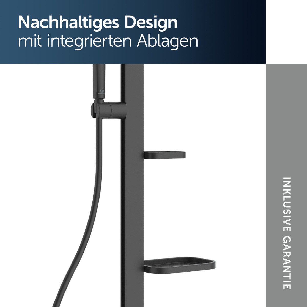 Ideal Standard Duschsystem Ceraflow Alu+, Höhe 111.30 cm, Multifunktionsbrause, Click-Technologie, FirmaFlow, aus recyceltem