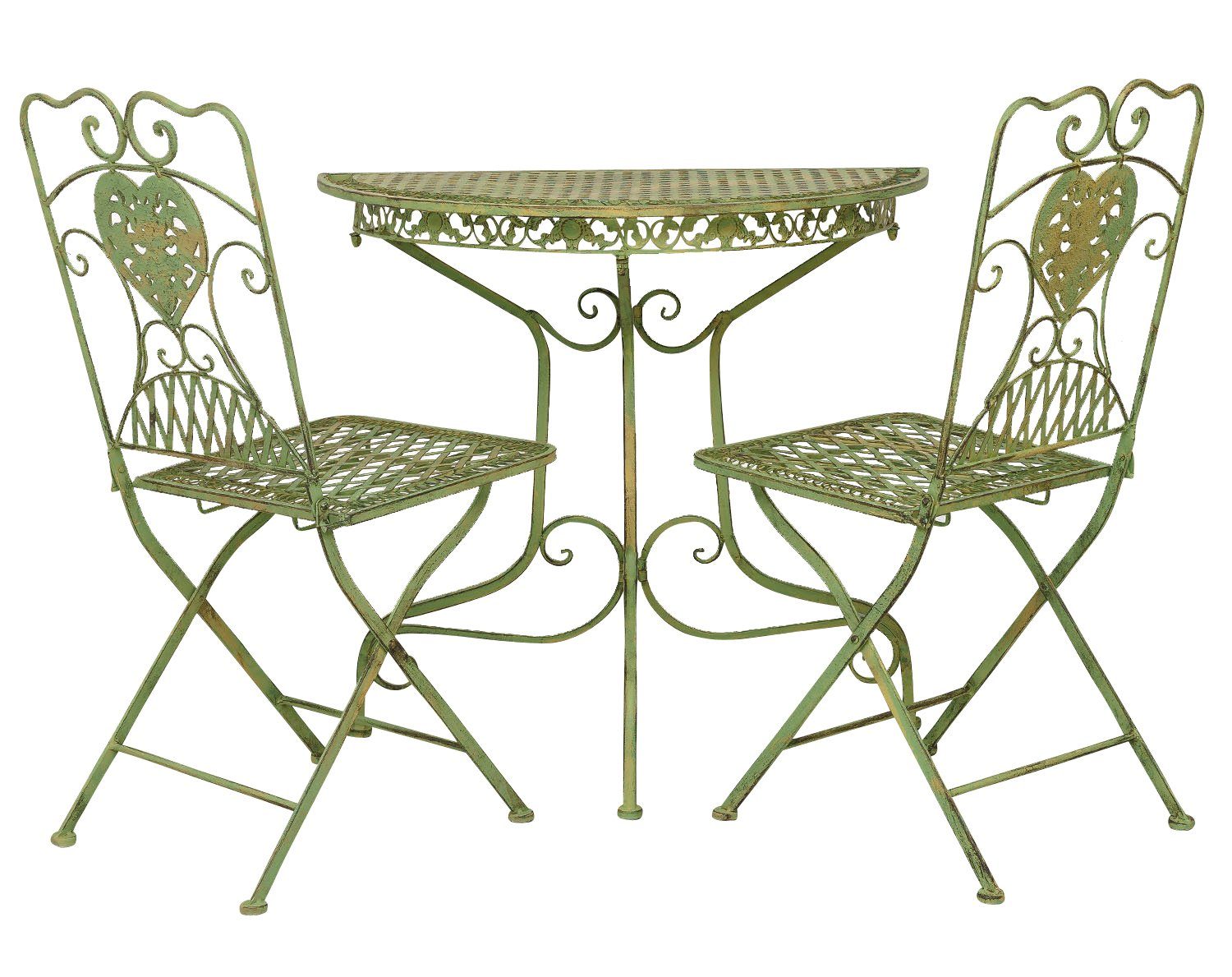 Aubaho Balkonset Balkontisch Gartentisch und 2 Stühle halbrund