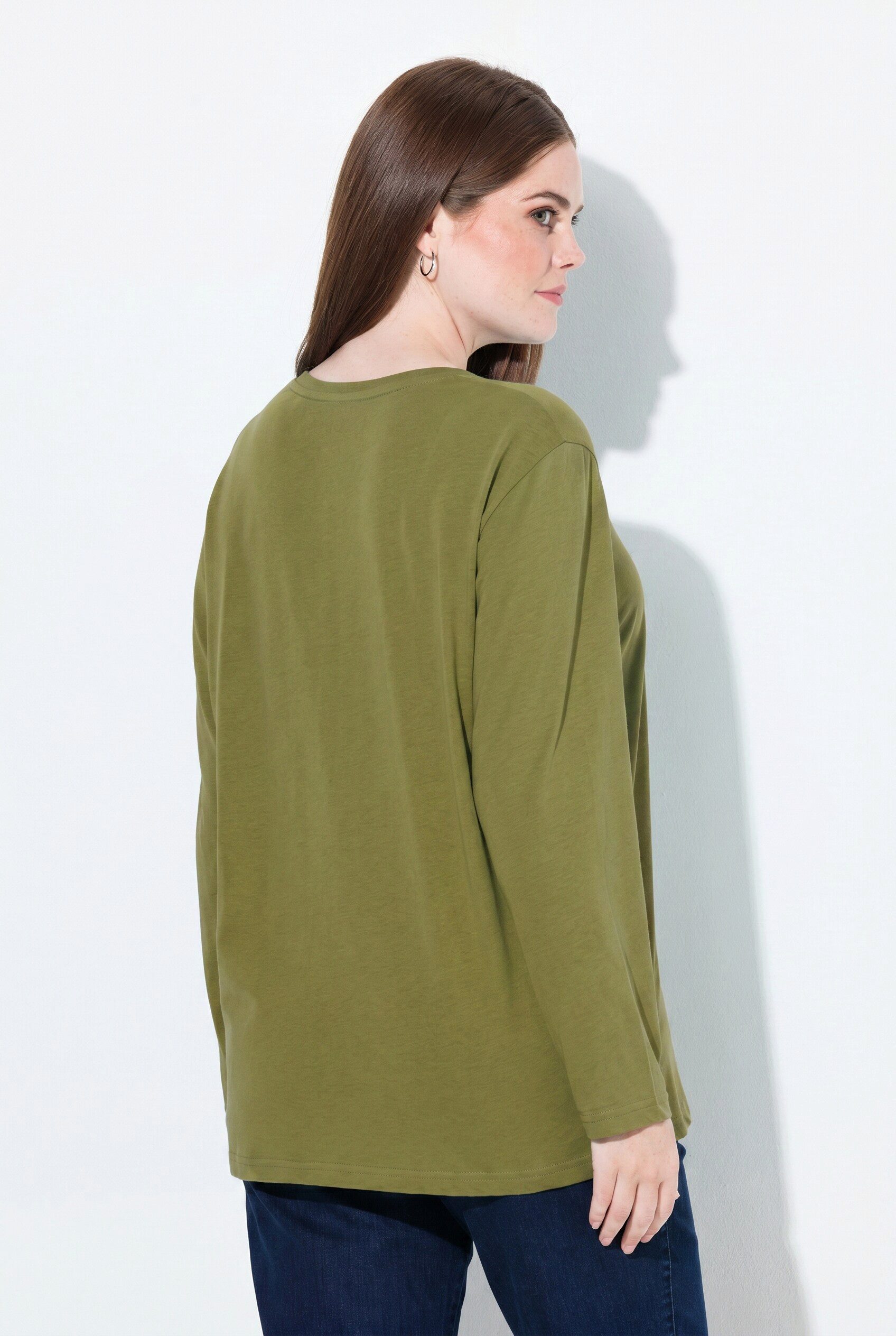 Ulla Popken T-Shirt Shirt Relaxed Rundhalsausschnitt Langarm – Bild 3 von 4