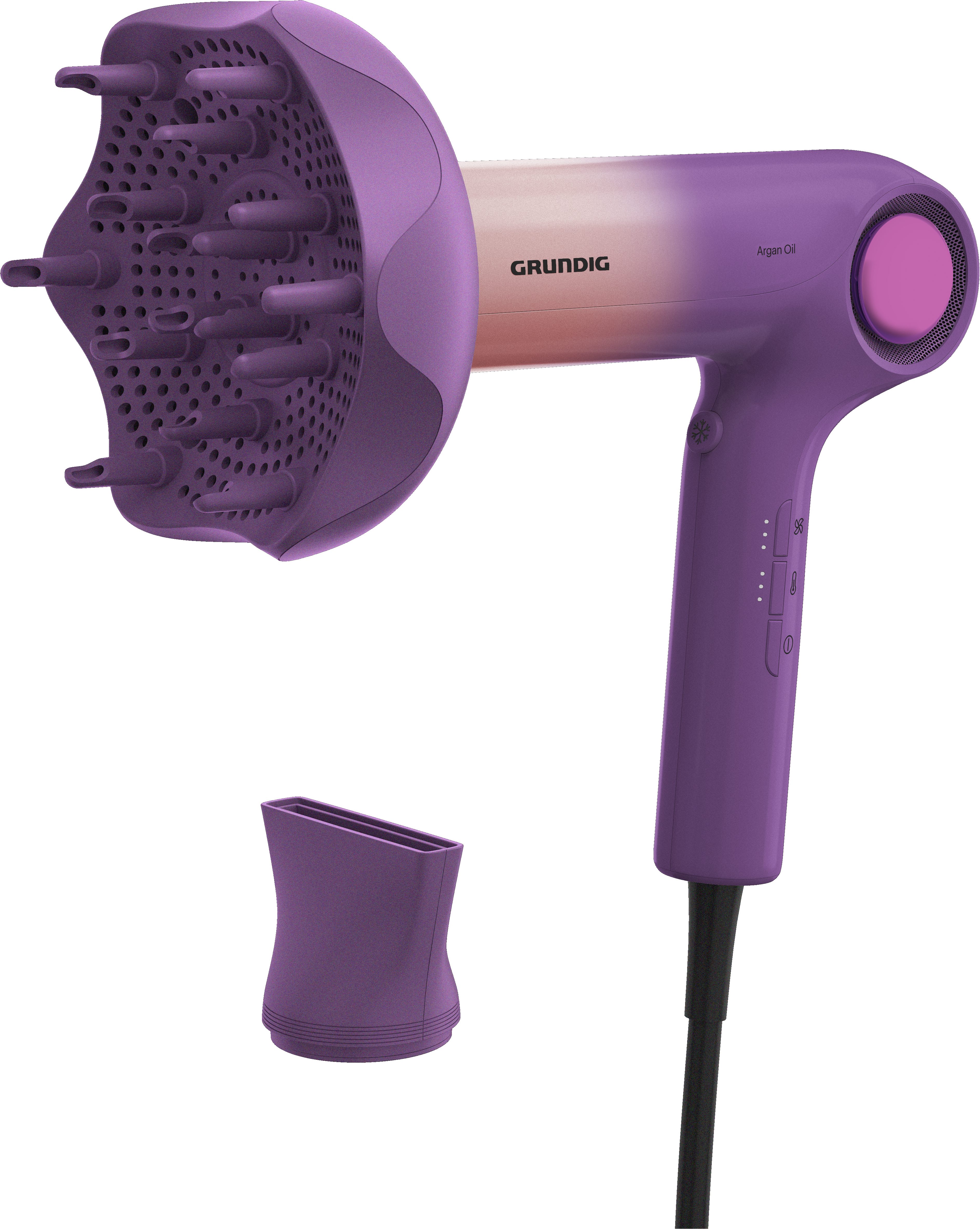Grundig Haartrockner HD 9480, 1600 W, Ionen Funktion, 3 Temperatur- und 3 Luftstromstufen lila|rosa