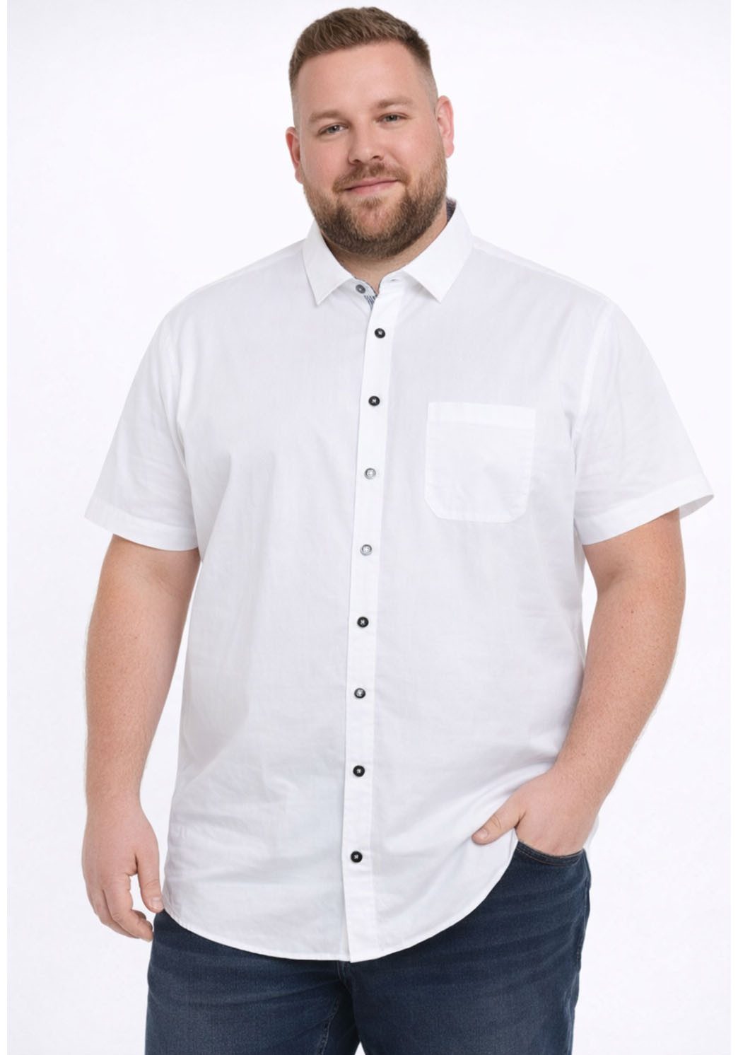 Man's World Plus Kurzarmhemd Kurzarm, für verschiedene Anlässe, aus Baumwolle und Polyester