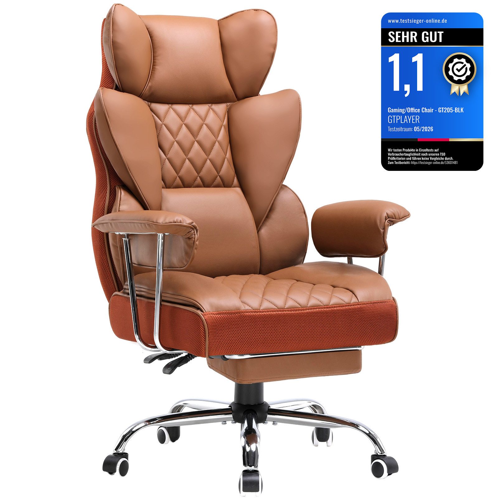 GTPLAYER Gaming-Stuhl Bürostuhl Gamer Stuhl gaming stuhl Schreibtischstuhl Chefsessel, mit Taschenfeder-Lendenwirbelstütze, breiter Büro-Computersessel