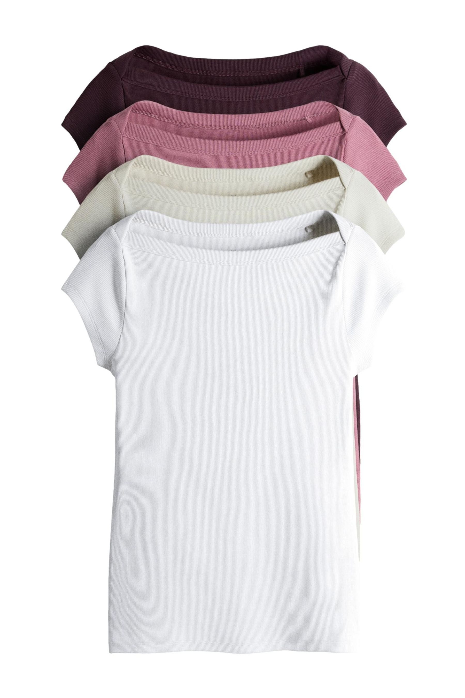 The Set T-Shirt The Set Oberteile mit U-Boot-Ausschnitt, 4er-Pack (4-tlg)