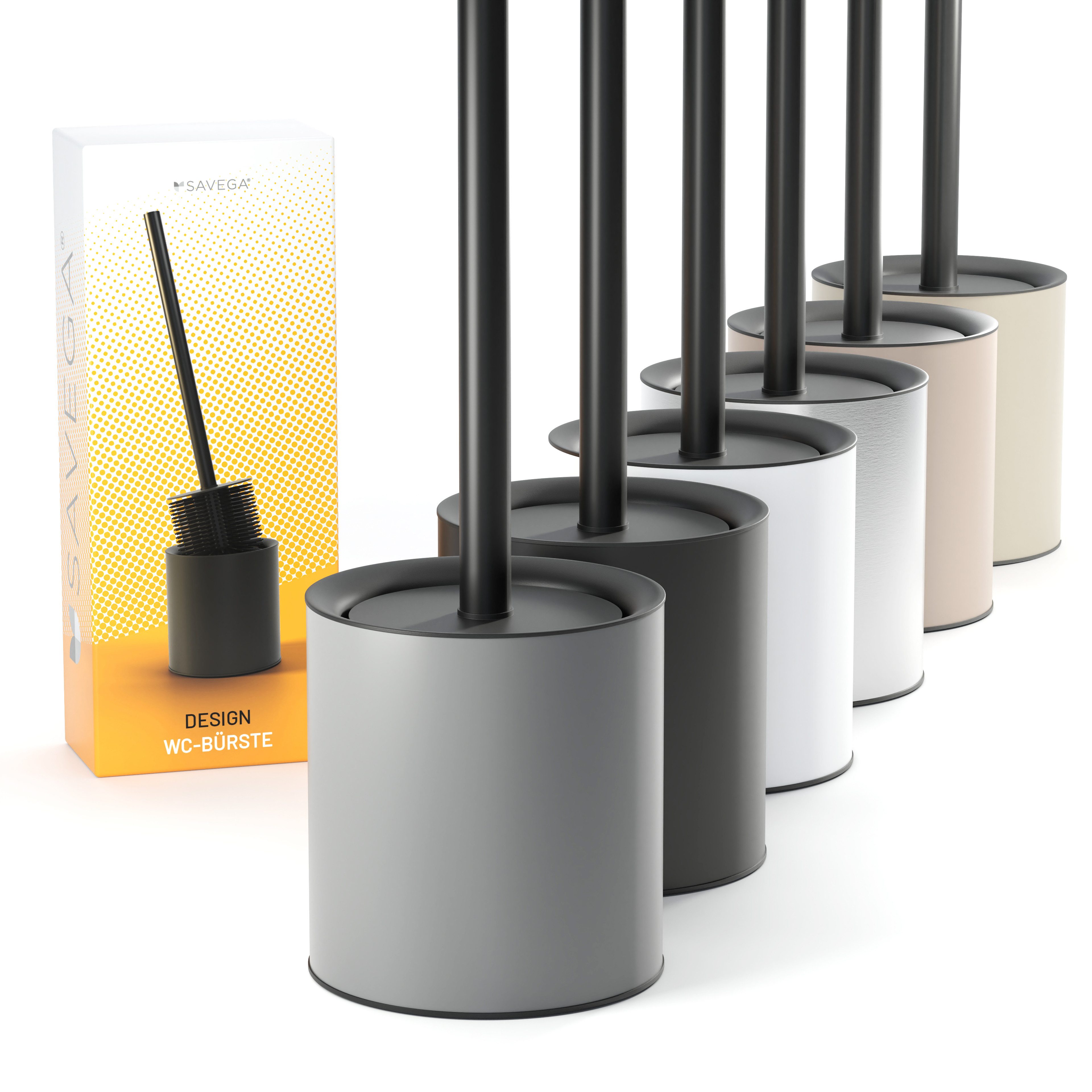 SAVEGA WC-Reinigungsbürste SAVEGA - Klobürste Silikon Edelstahl, Gästewc, Toiletten, Badezimmer, (Packung, 2-tlg), hygienische Silikonborsten, schnelltrocknend,wasserabweisend