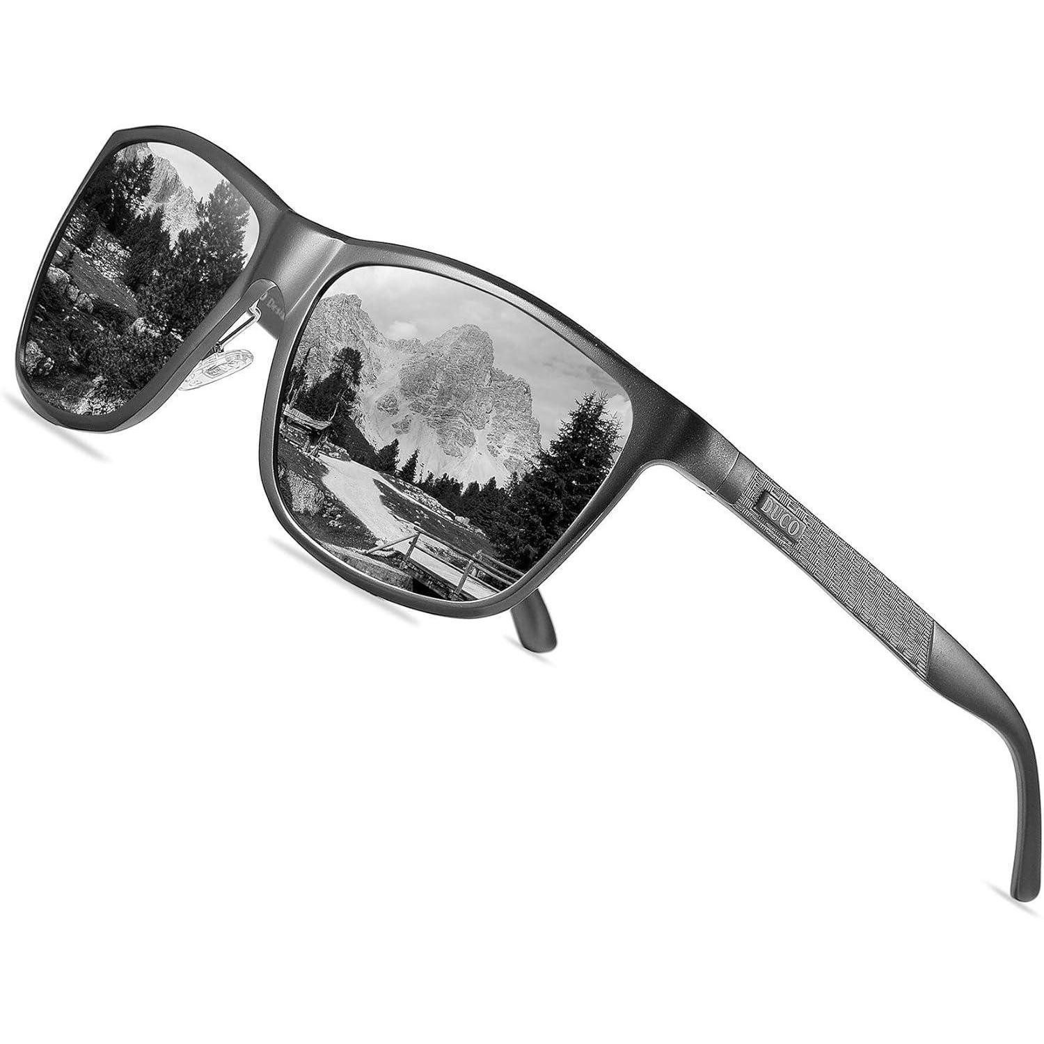LuxusKollektion Retrosonnenbrille Sonnenbrille Polarisierte Herren Rechteck Vintage UV400 Gunmetal