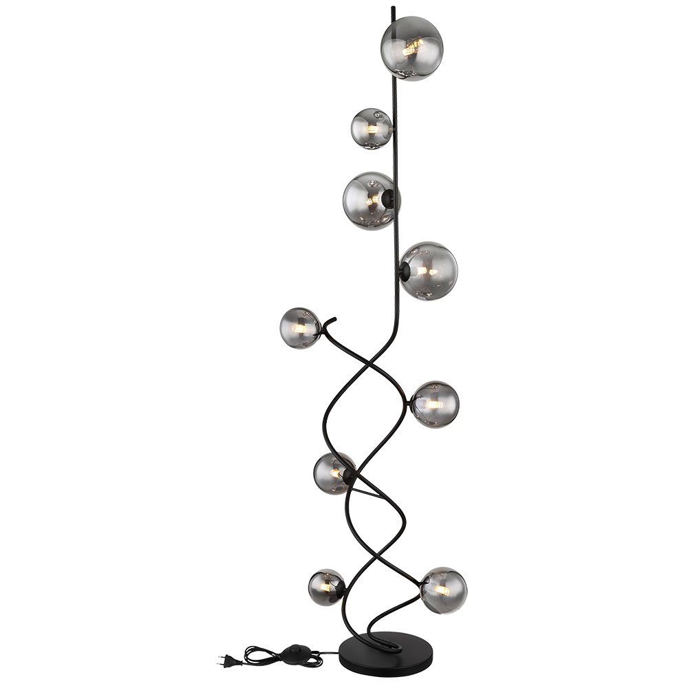 LED 159 cm 6-Flammig Globo Stehleuchte Glas Rauchfarben Stehlampe, Standlampe H