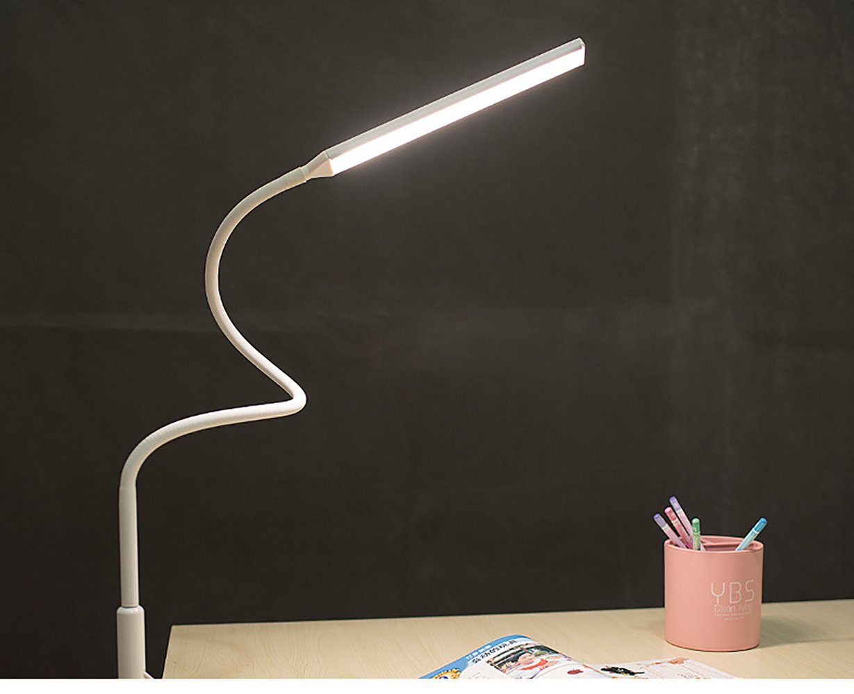 Schreibtischlampe Tischlampe Weiß Büro Architektenlampe LED Arbeitsleuchte Augenschutz GelldG Schwenkarm